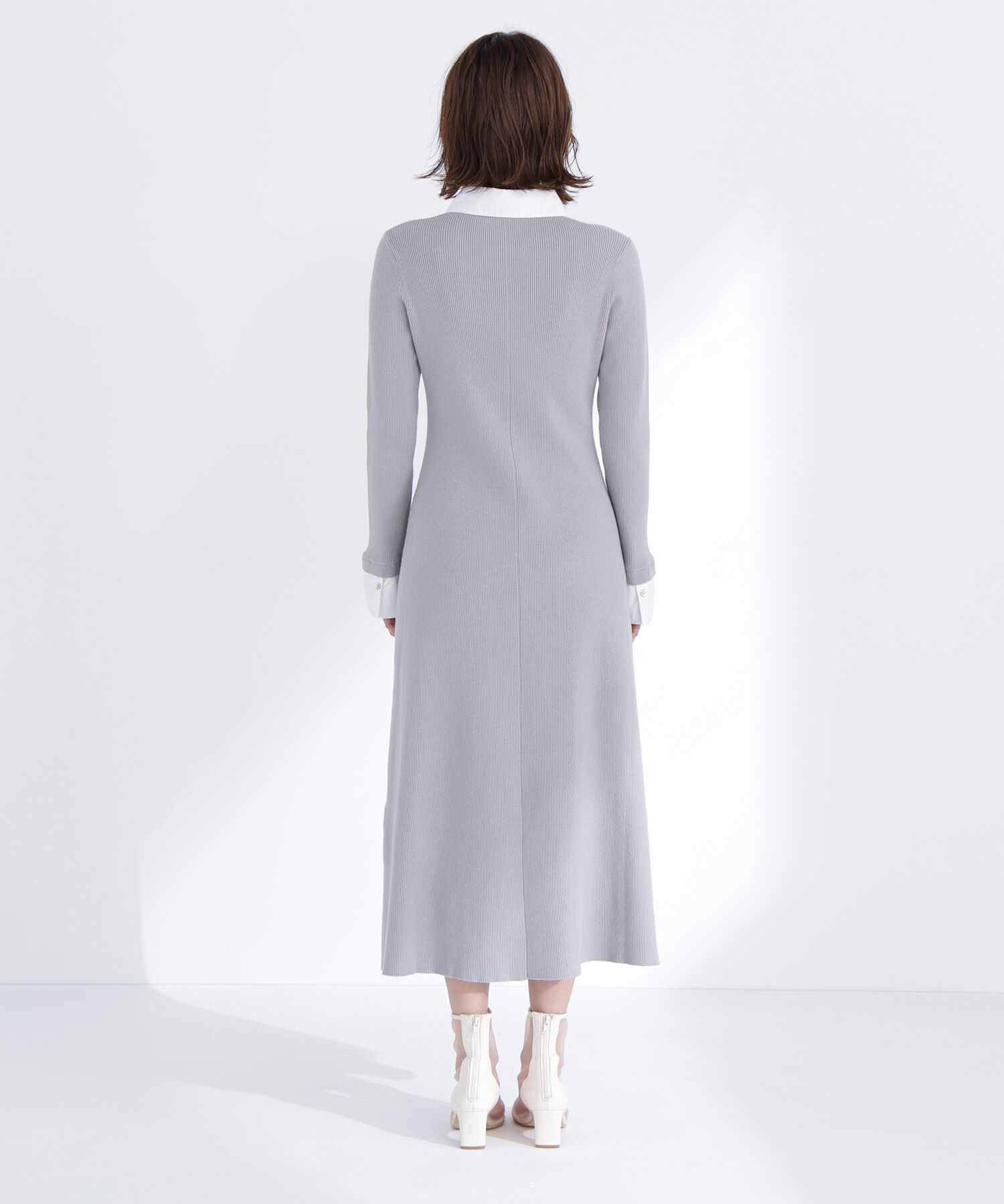  「襟付リブニットワンピース」|ワンピース|