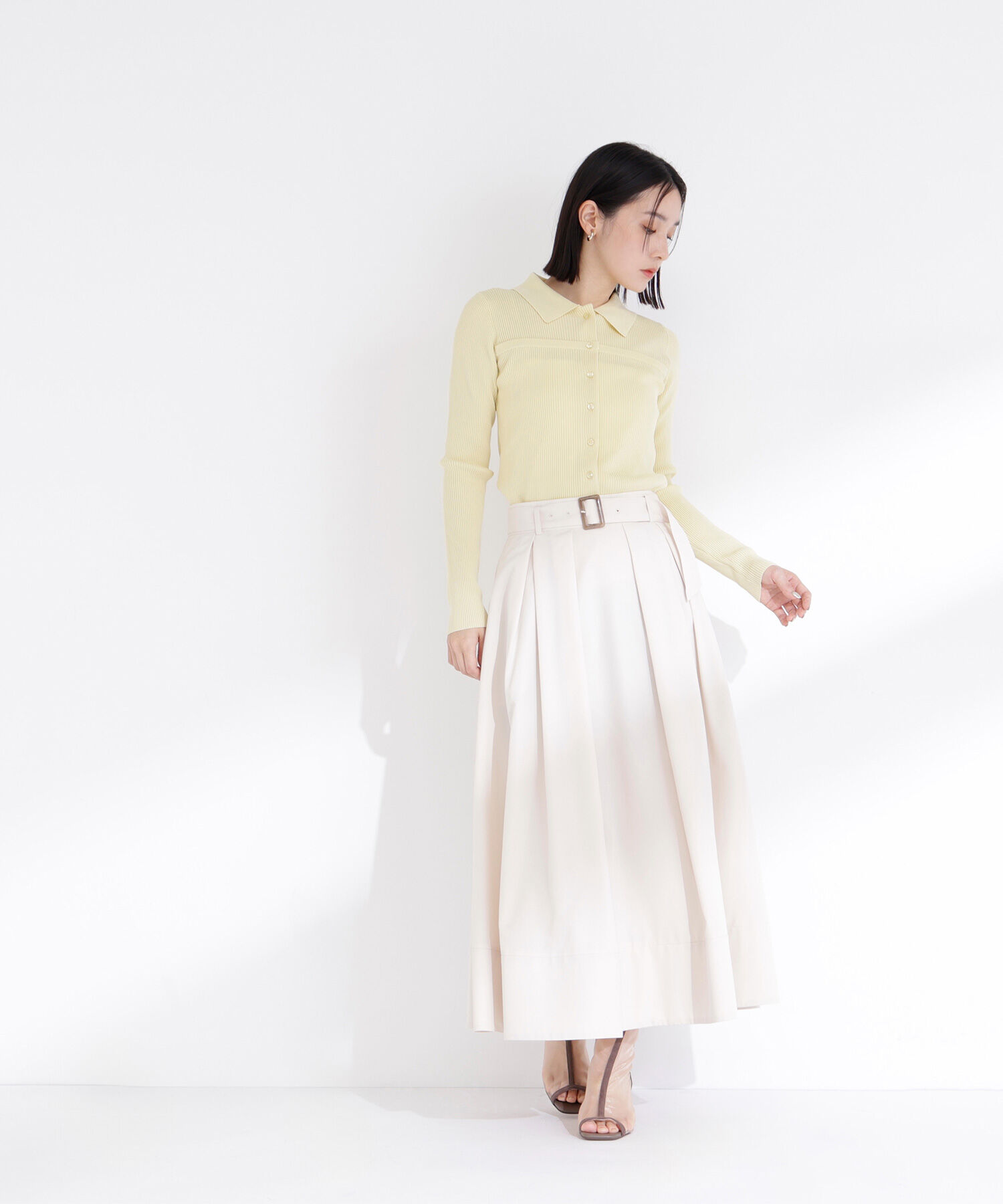  「ベルテッドタックフレアスカート」|スカート|