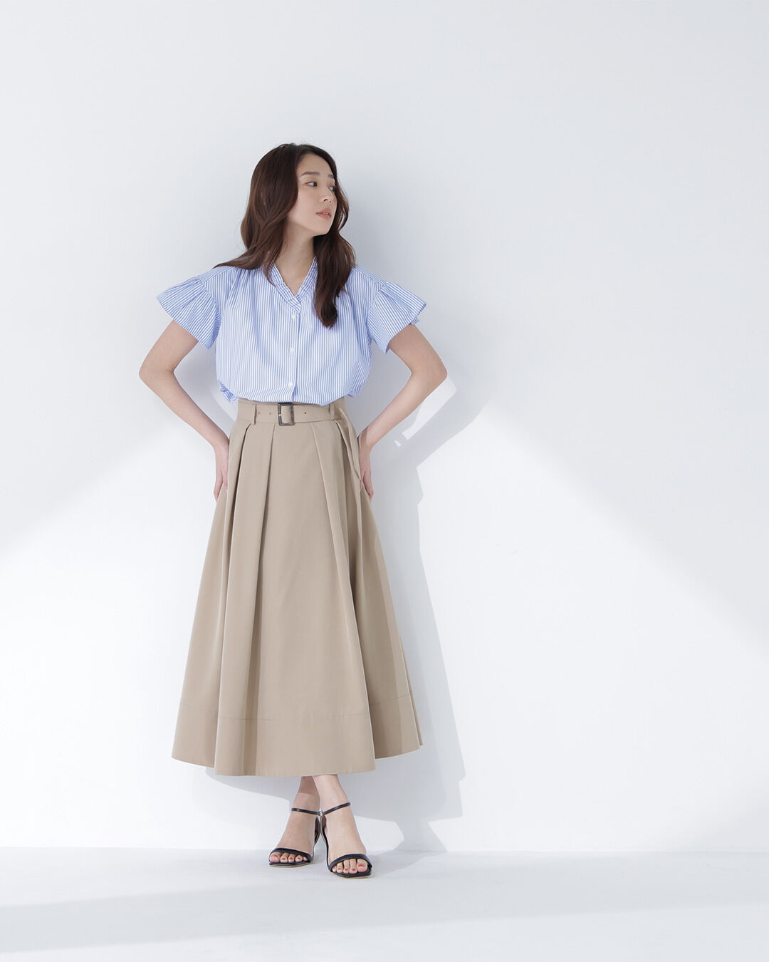  「ベルテッドタックフレアスカート」|スカート|