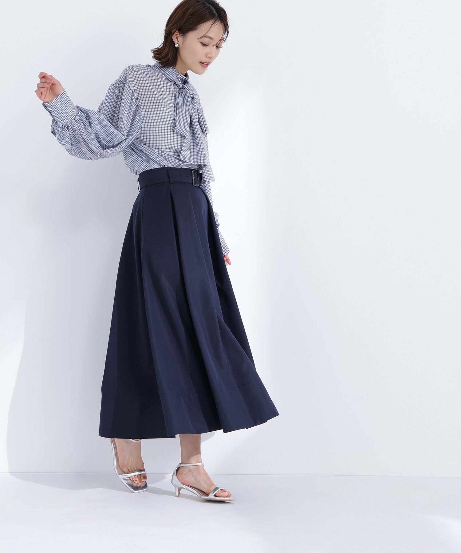  「ベルテッドタックフレアスカート」|スカート|