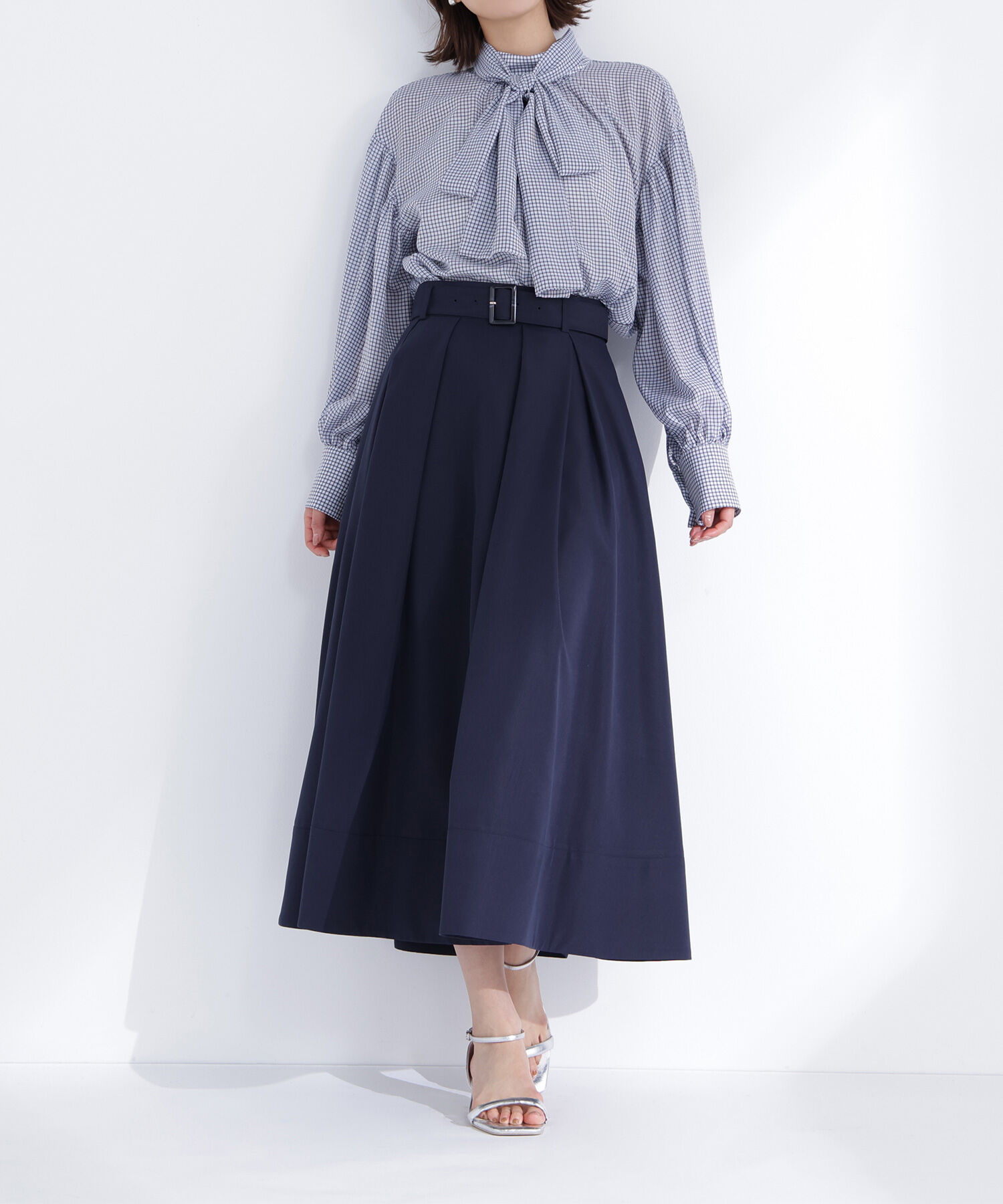  「ベルテッドタックフレアスカート」|スカート|