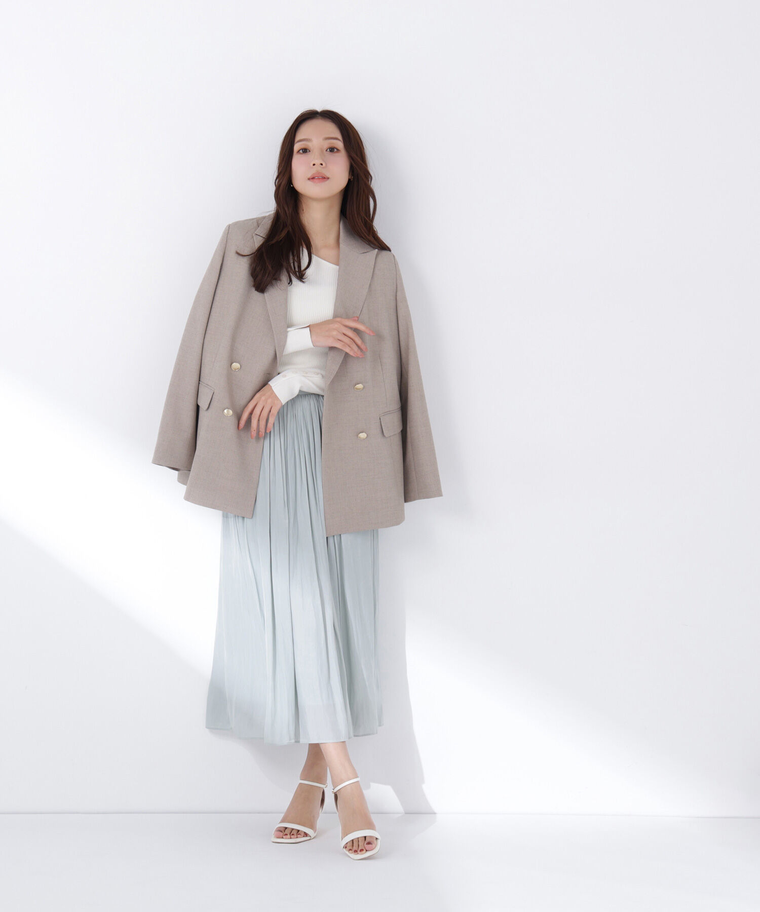  「割繊ギャザースカート」|スカート|ミントグリー