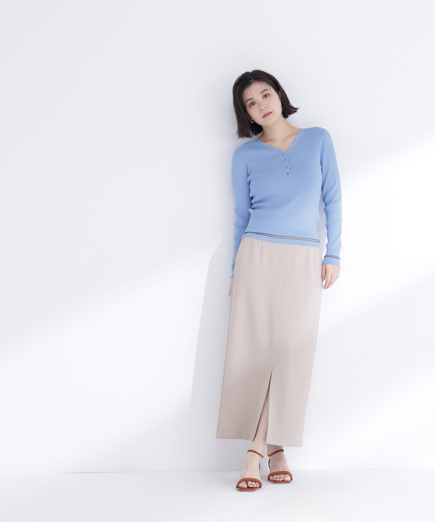  「メタルボタンシアーラインニット」|ニット・セーター|