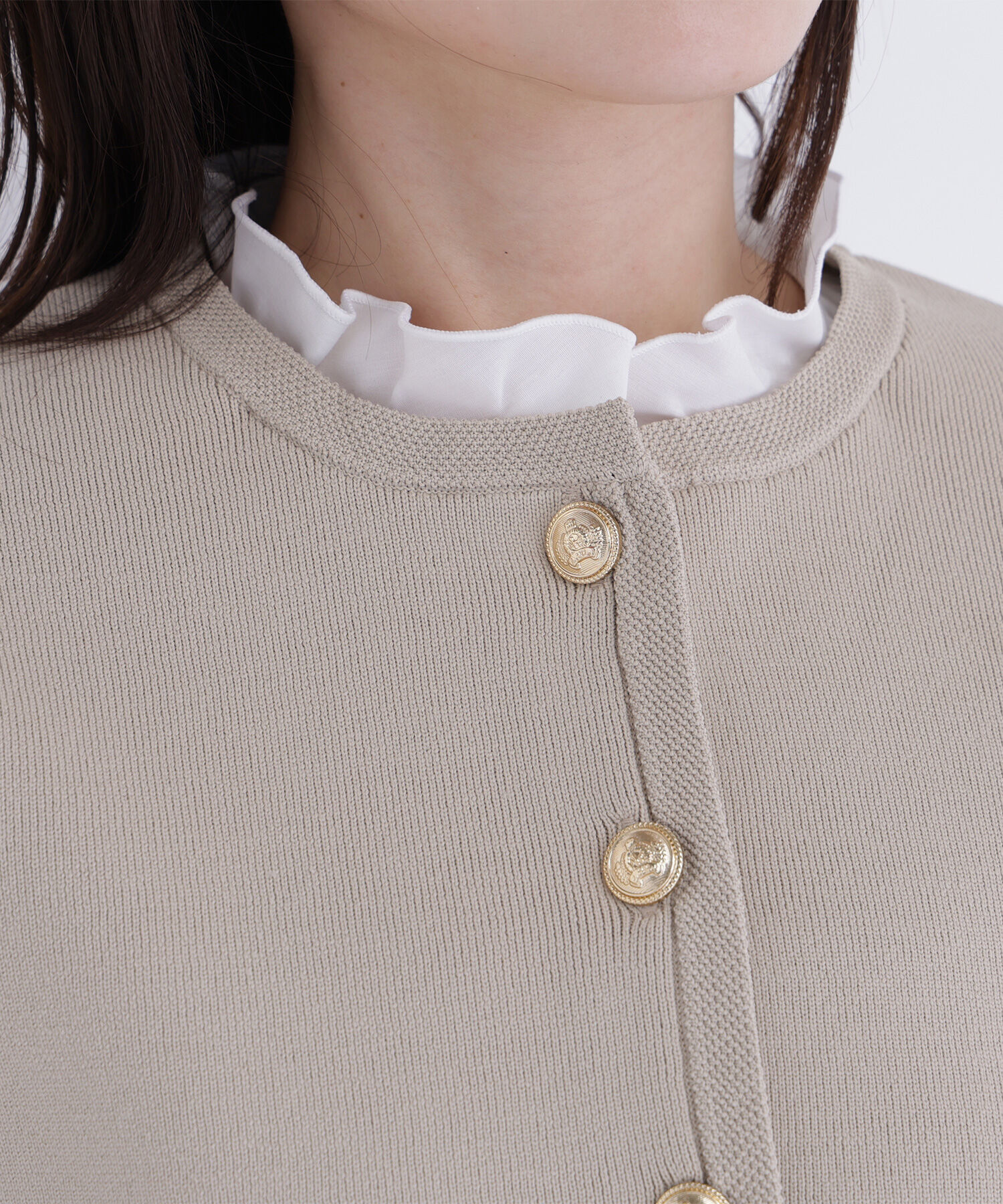  「フリルドッキングニットジャケット」|ニット・セーター|