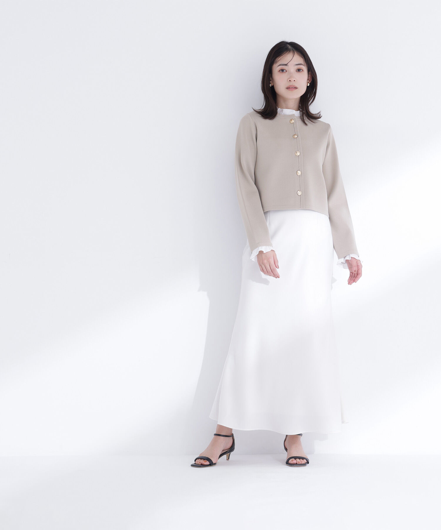  「フリルドッキングニットジャケット」|ニット・セーター|