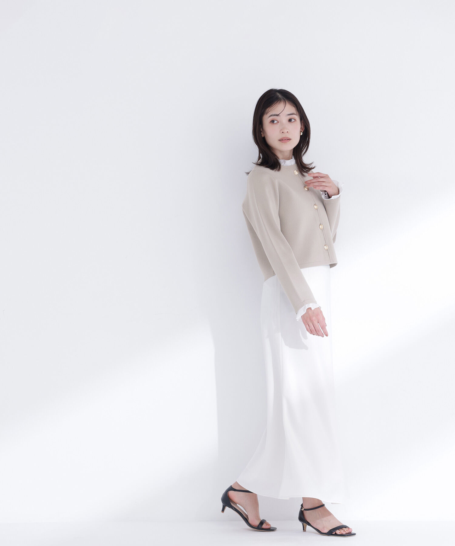  「フリルドッキングニットジャケット」|ニット・セーター|