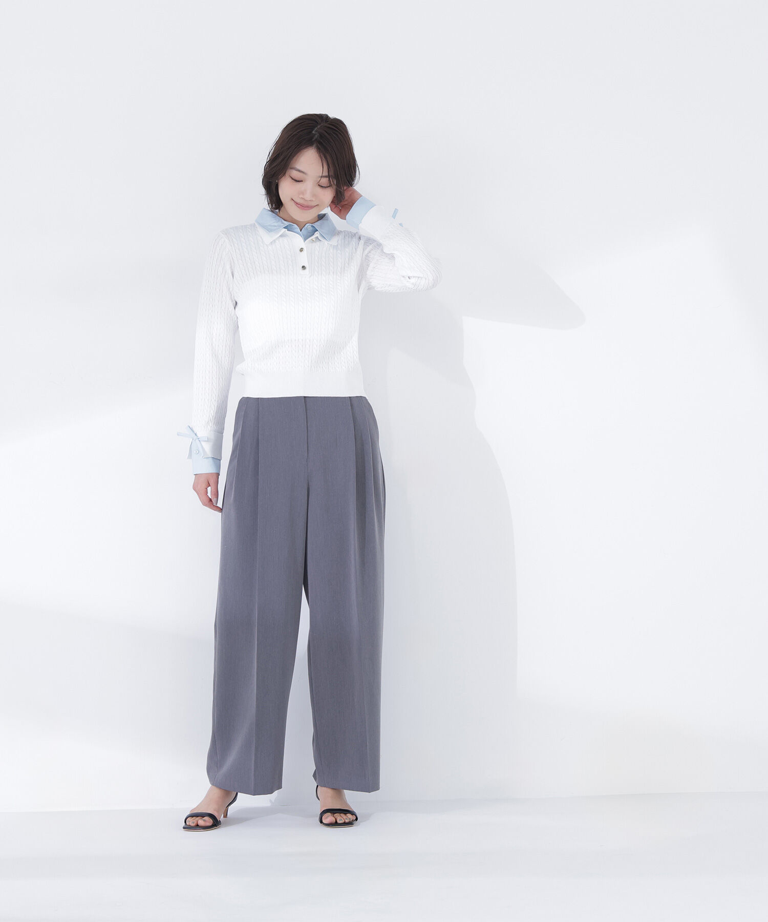  「シャツドッキングケーブルニット」|ニット・セーター|