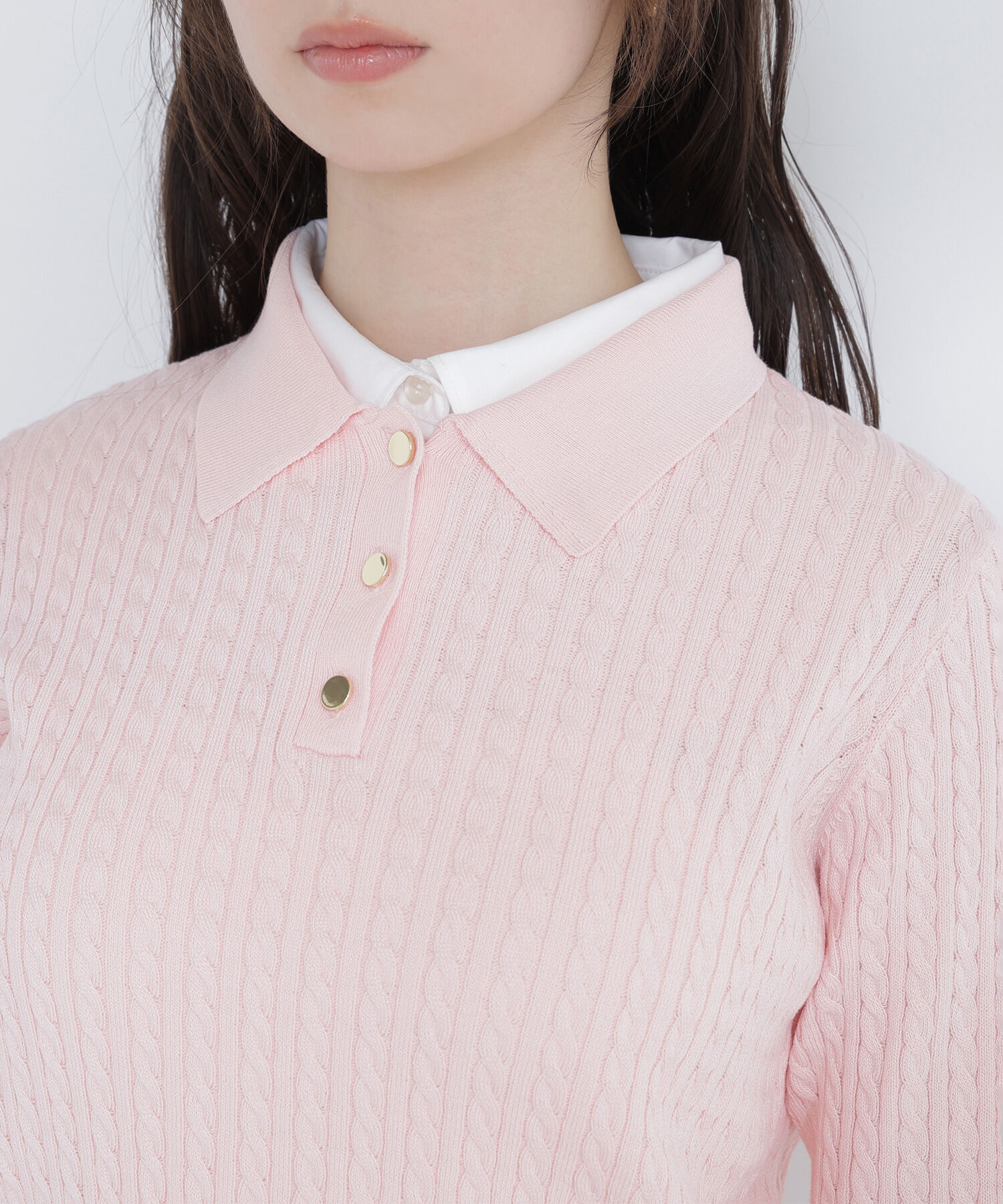  「シャツドッキングケーブルニット」|ニット・セーター|