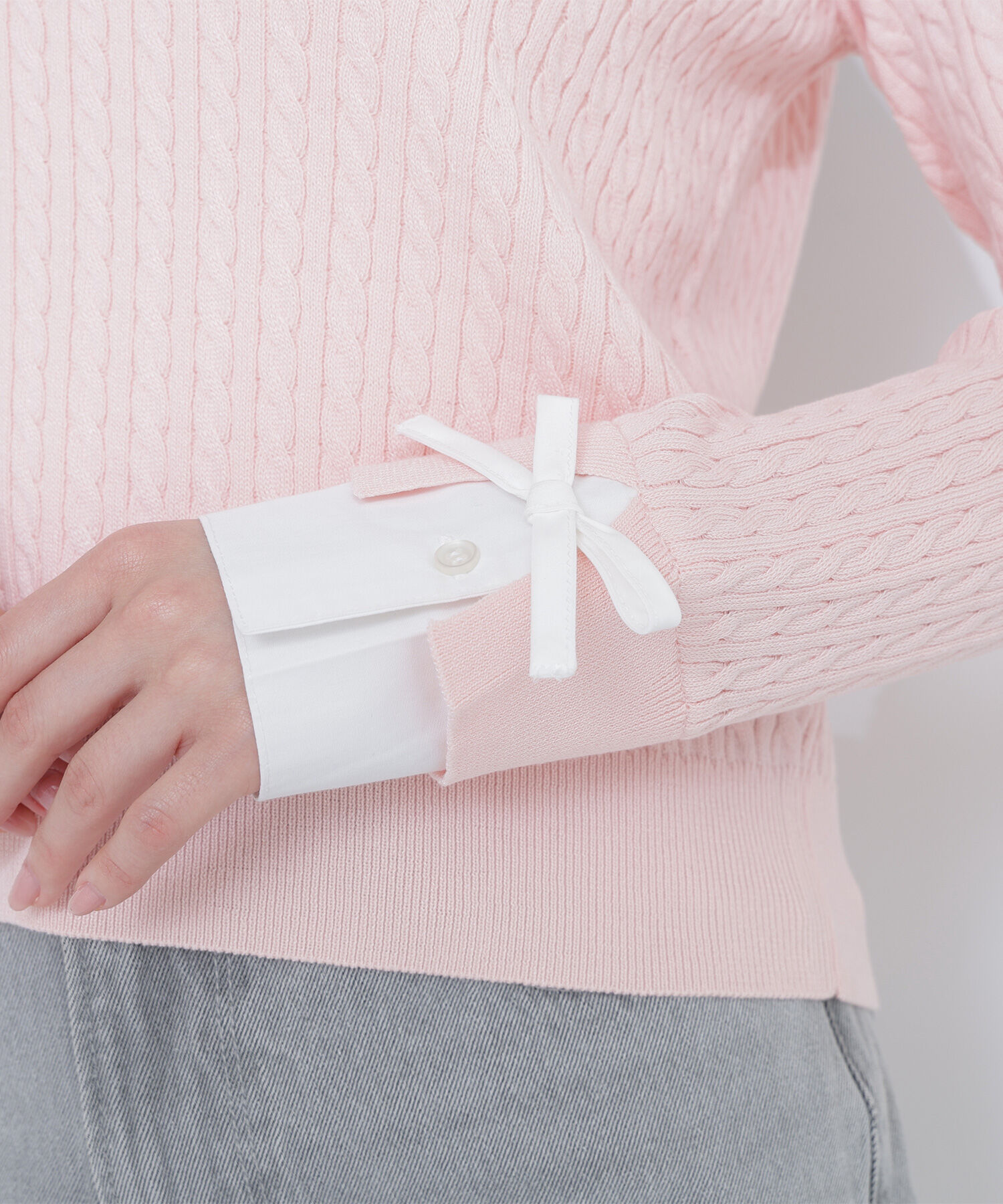  「シャツドッキングケーブルニット」|ニット・セーター|