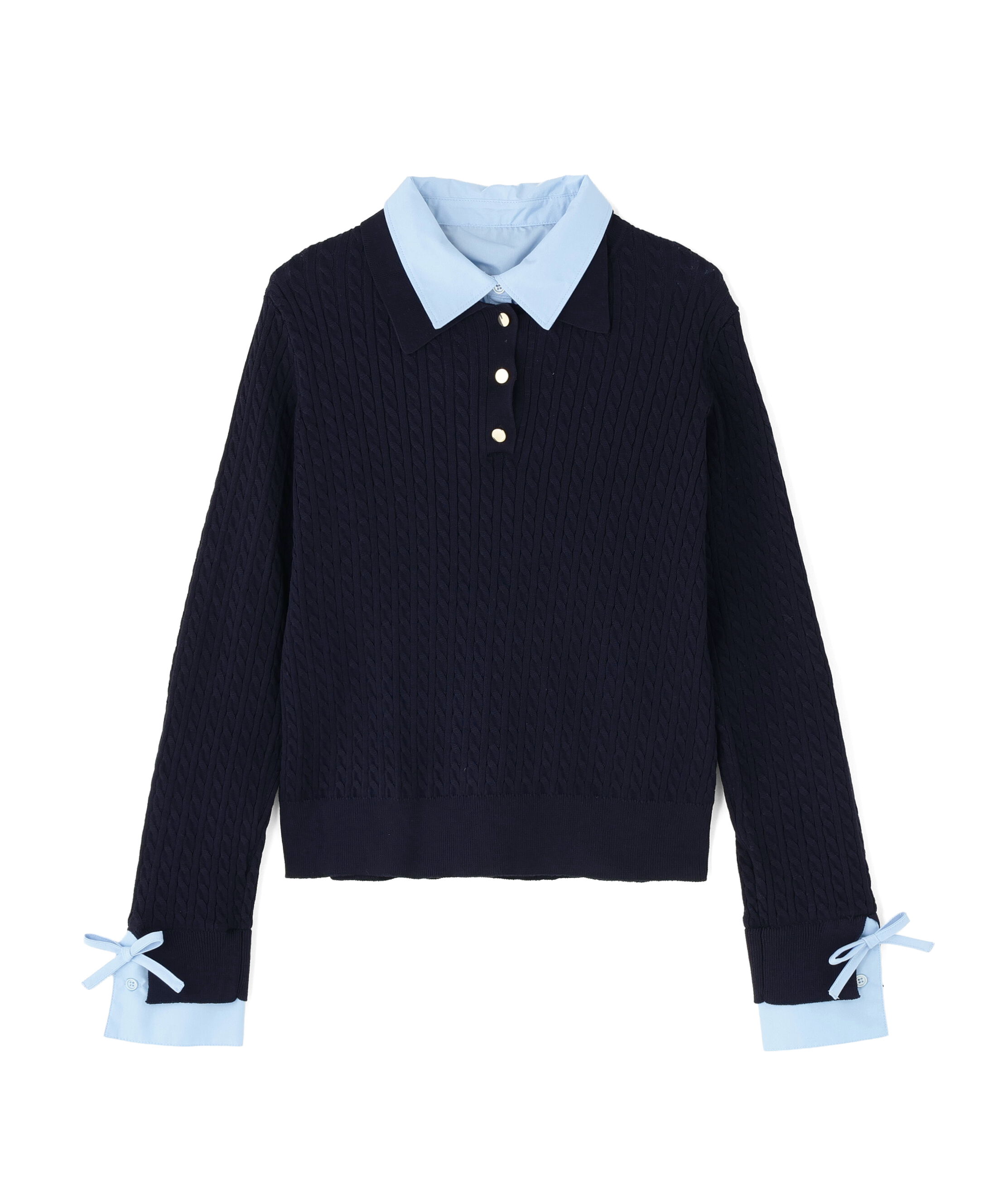  「シャツドッキングケーブルニット」|ニット・セーター|