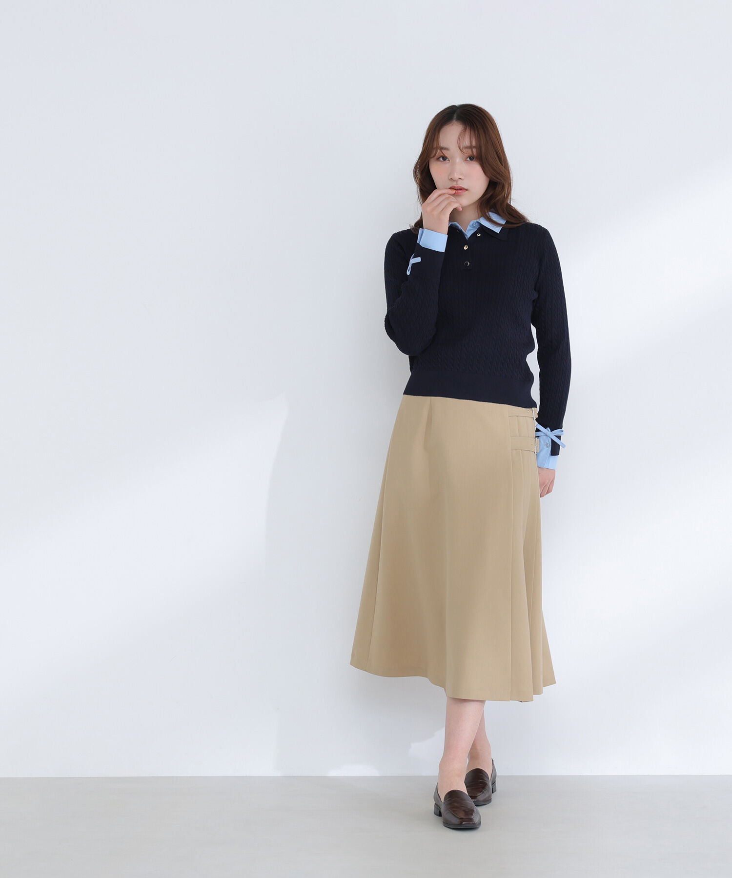  「シャツドッキングケーブルニット」|ニット・セーター|