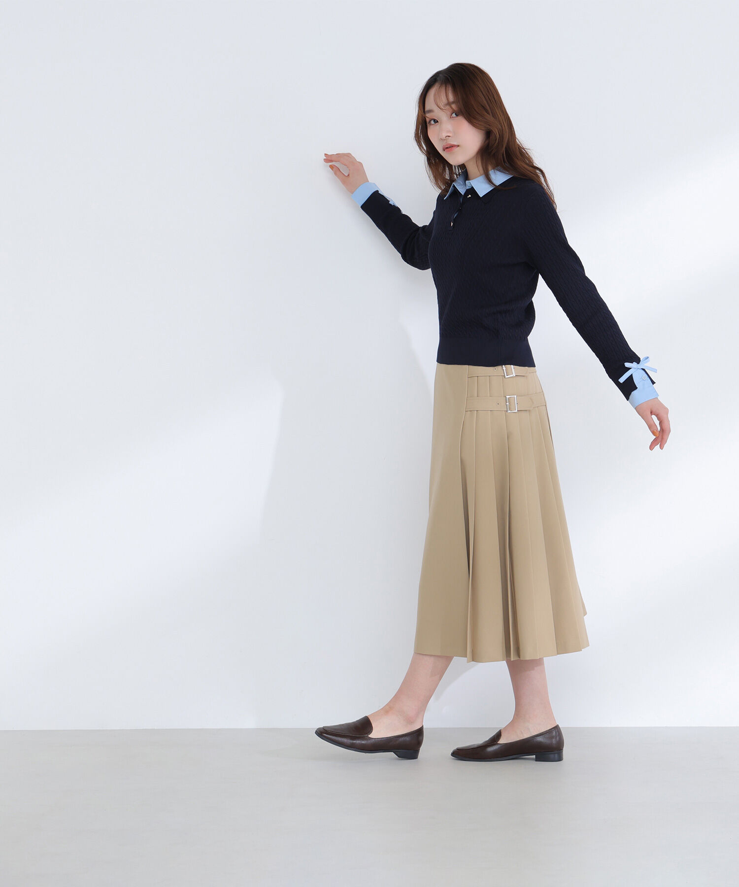  「シャツドッキングケーブルニット」|ニット・セーター|