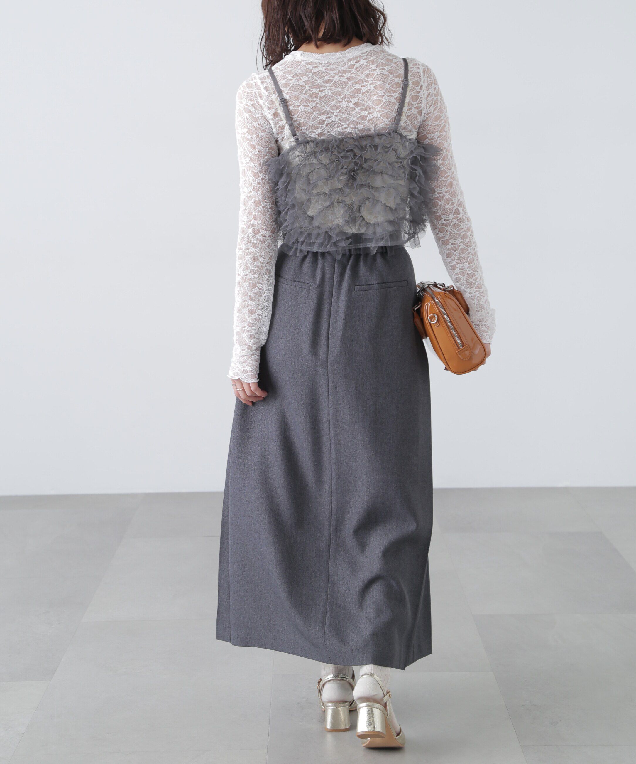  「フロントスリットプリーツロングスカート」|スカート|