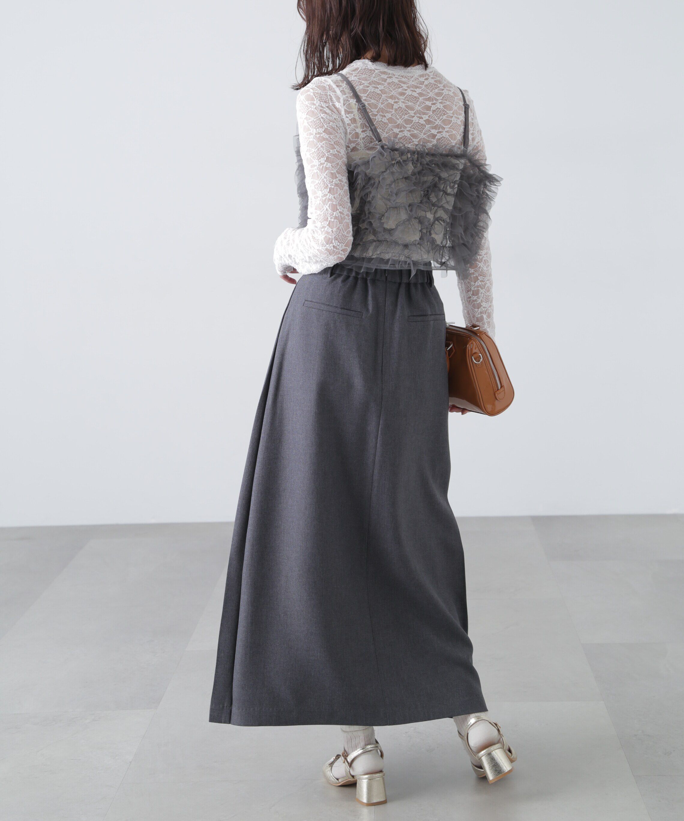  「フロントスリットプリーツロングスカート」|スカート|