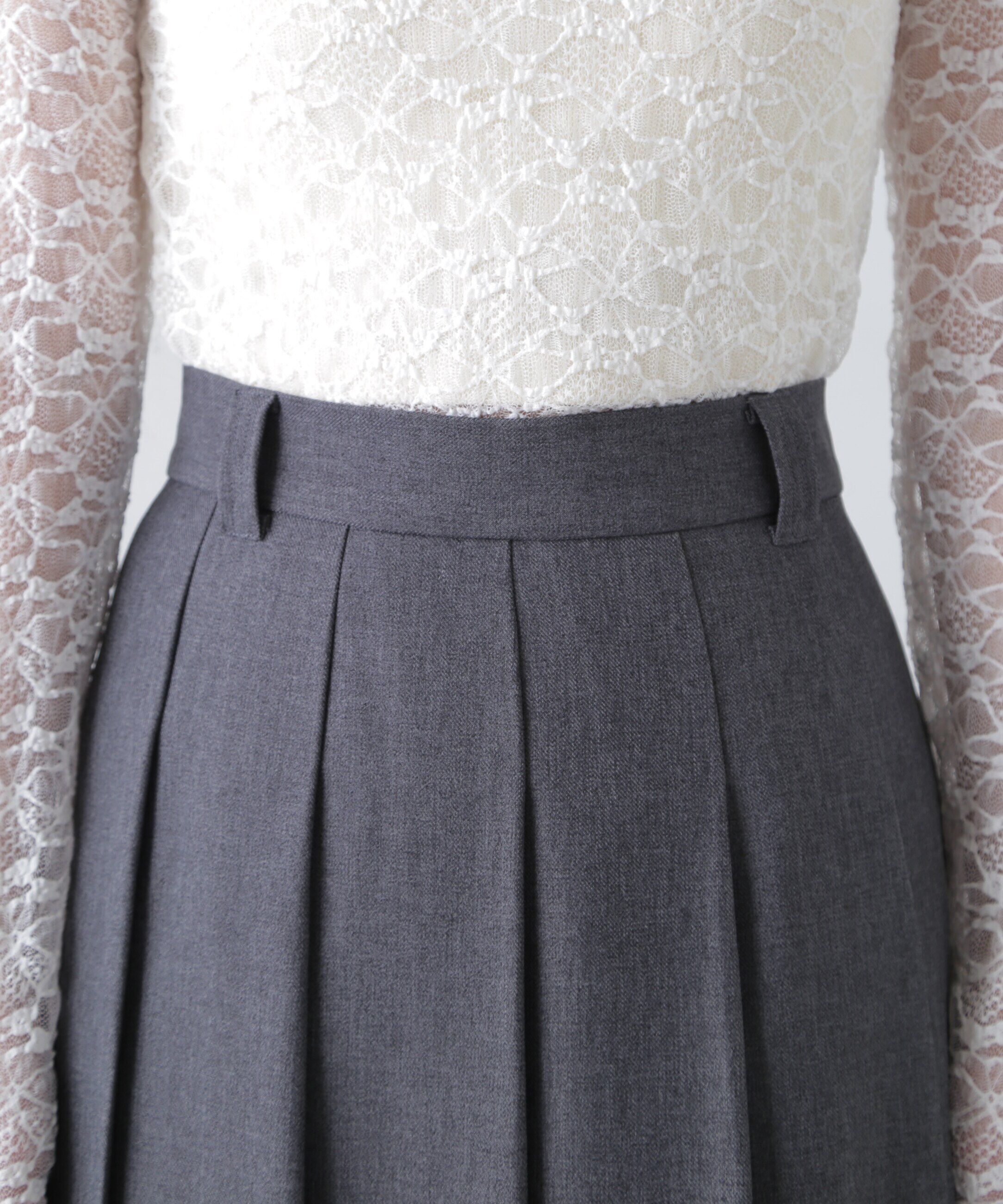  「フロントスリットプリーツロングスカート」|スカート|