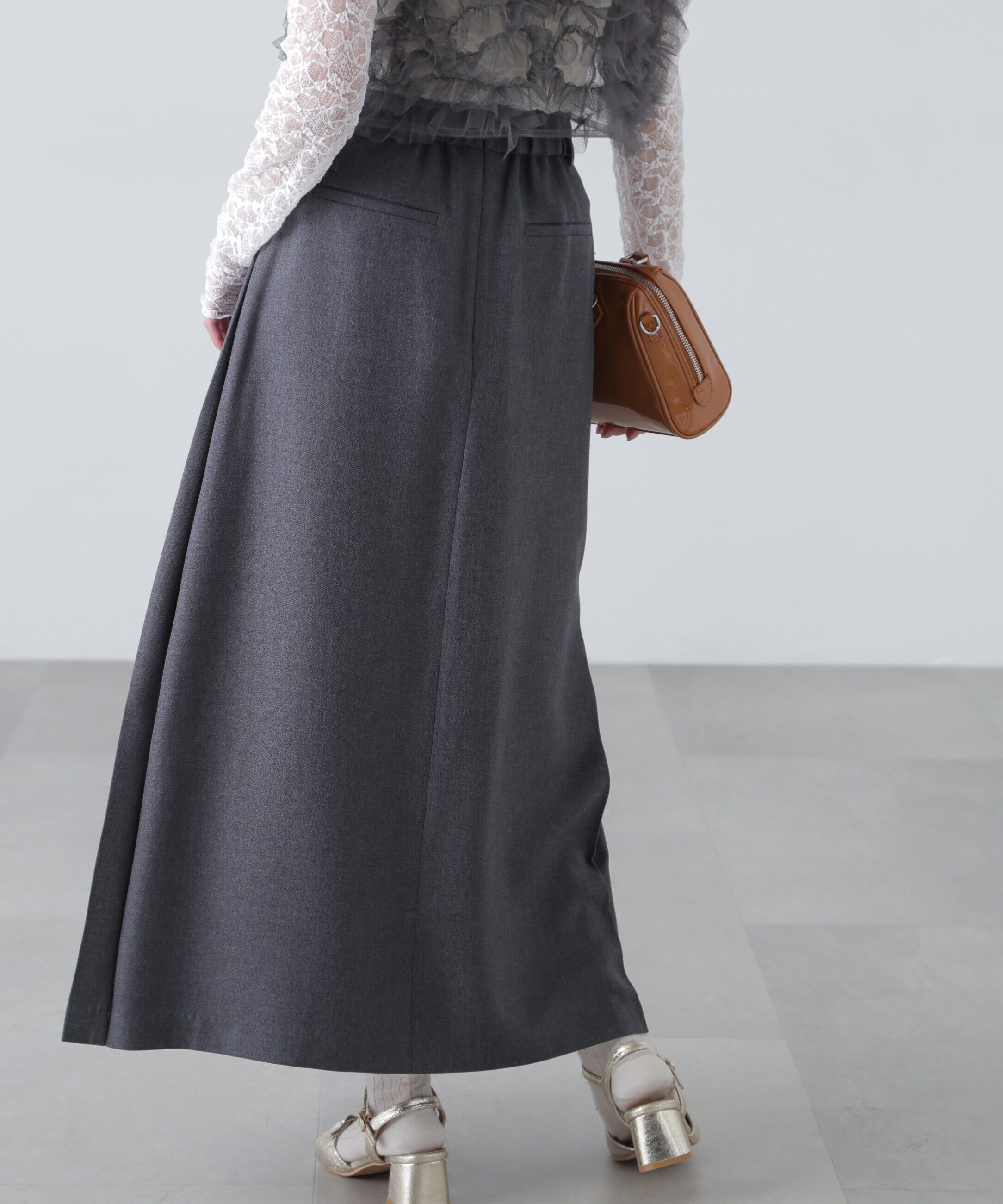  「フロントスリットプリーツロングスカート」|スカート|