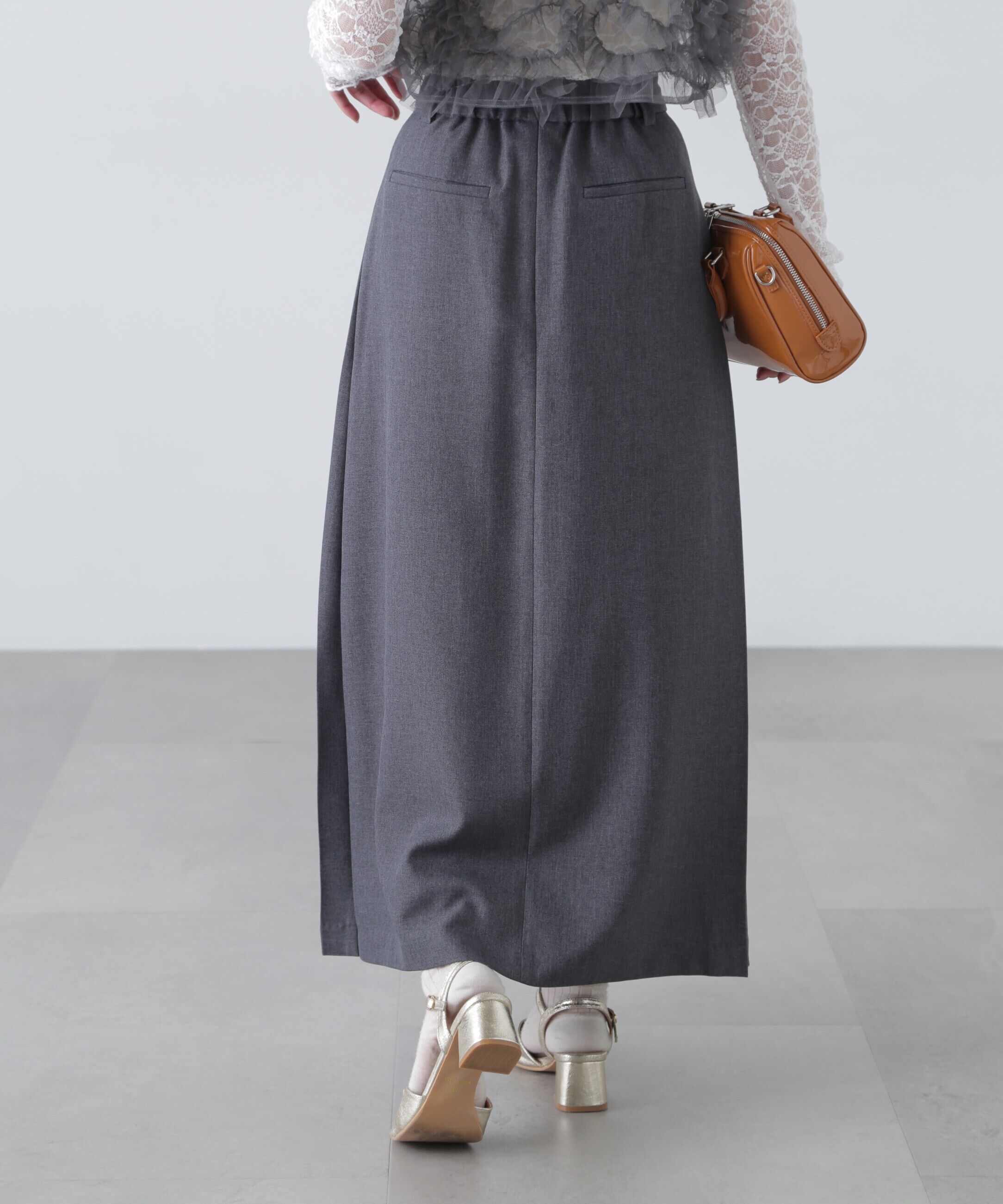  「フロントスリットプリーツロングスカート」|スカート|