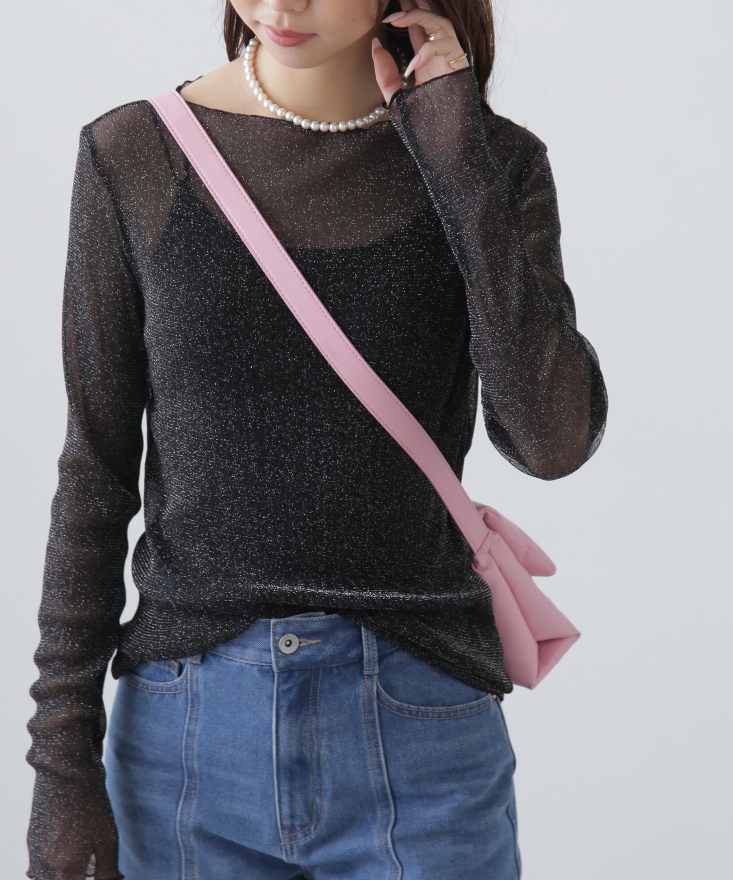  「ラメシアーボートネックカットソー」|Tシャツ・カットソー|