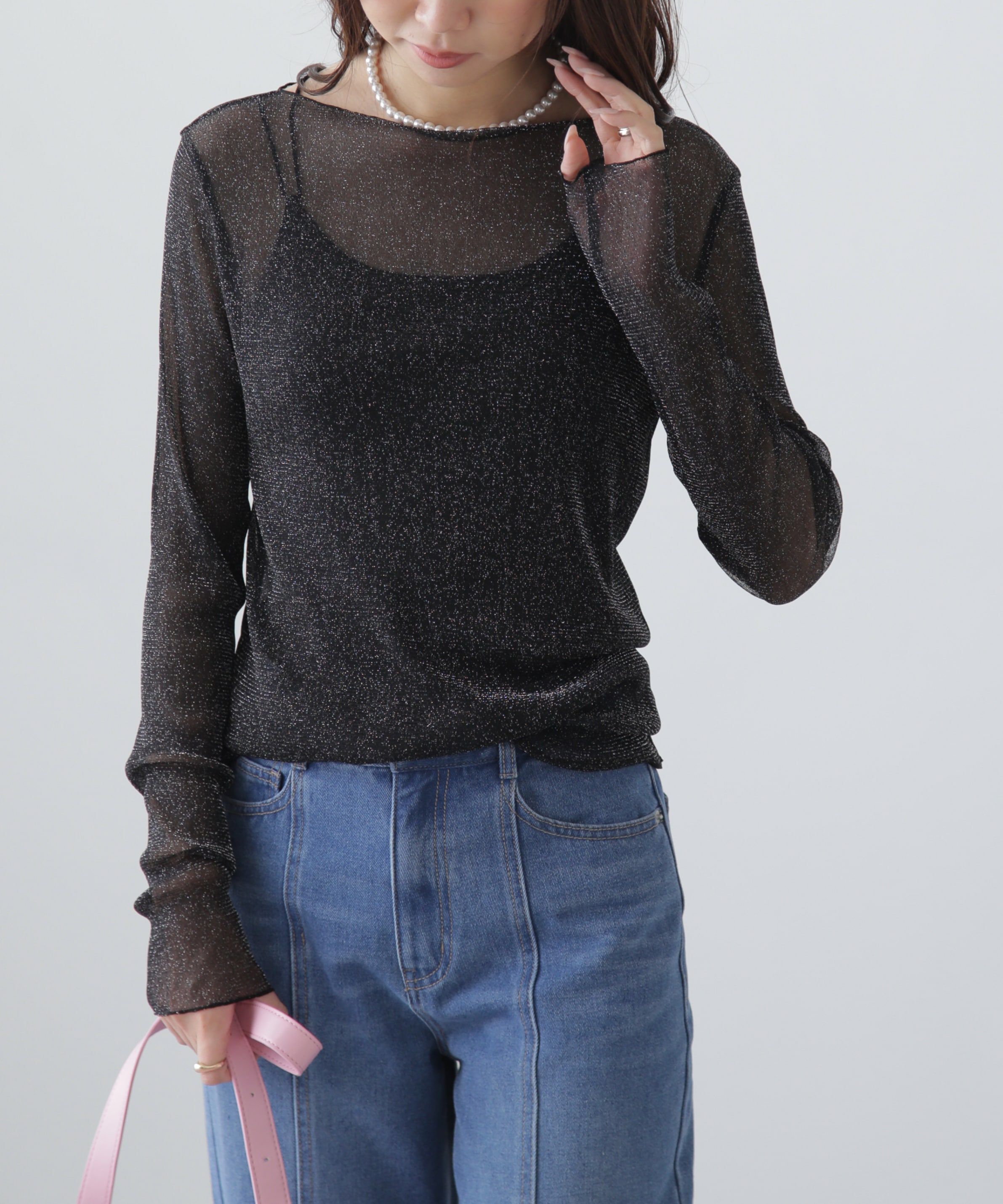  「ラメシアーボートネックカットソー」|Tシャツ・カットソー|