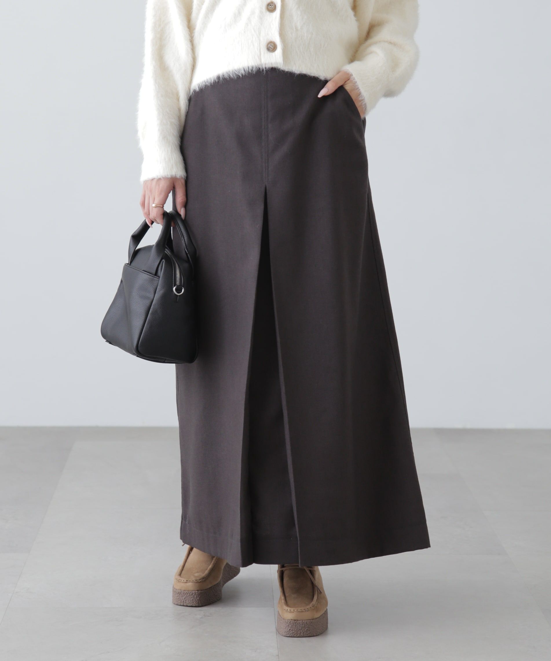  「フロントボックスタックマキシスカート」|スカート|スミクロ