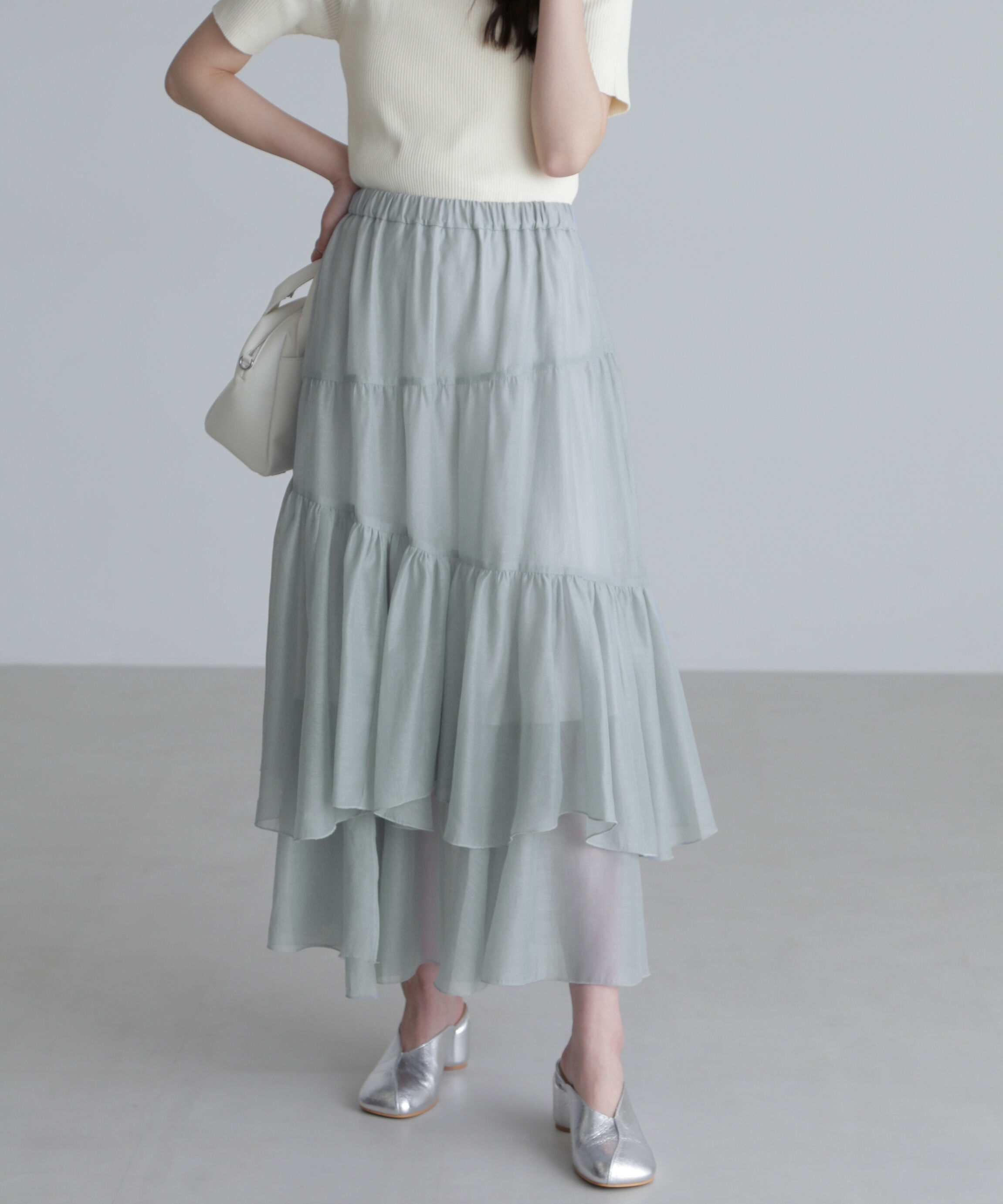  「シアーランダムフリルスカート」|スカート|ブルー