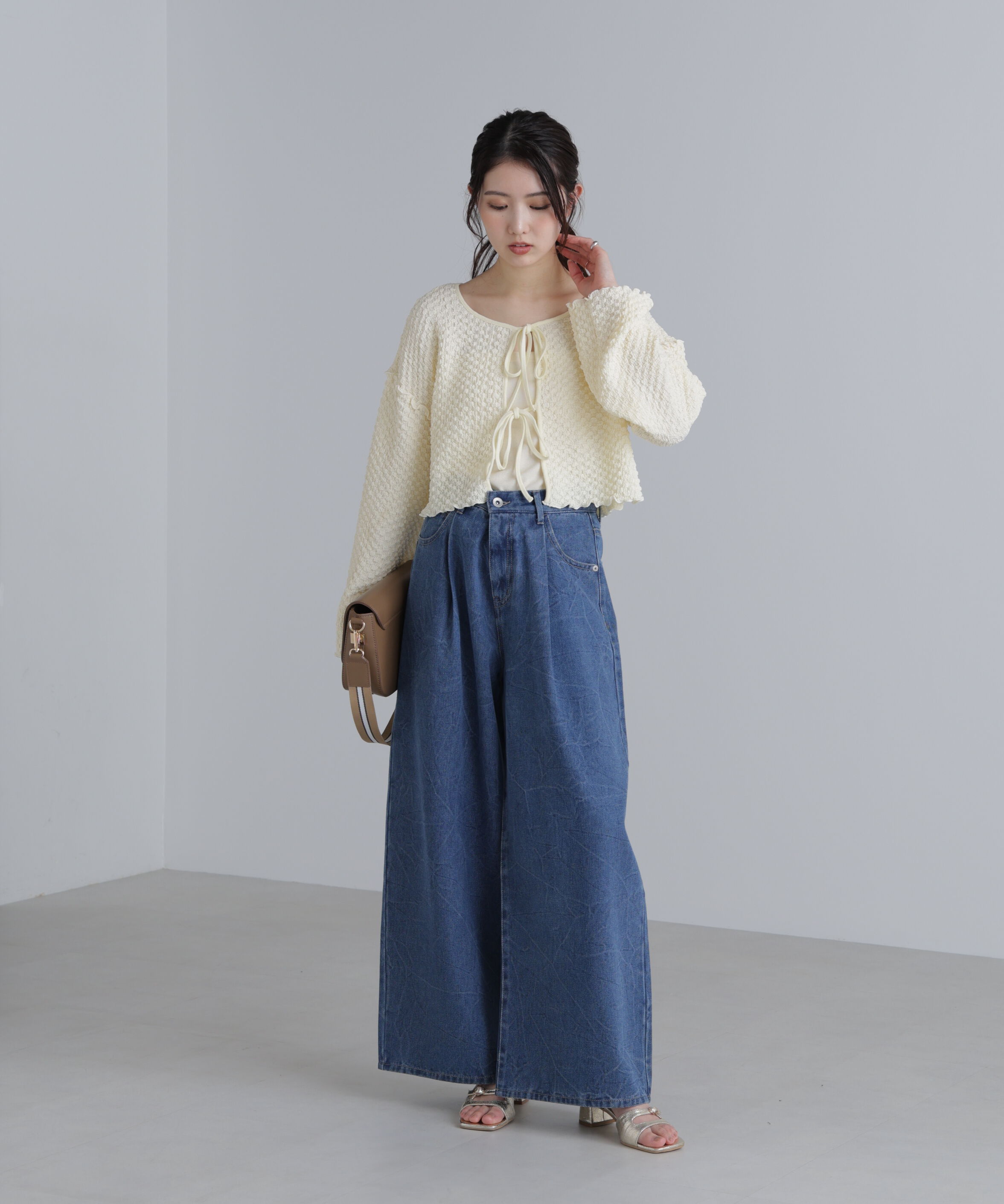  「前後２ＷＡＹぽこぽこリボンカーディガン」|Tシャツ・カットソー|