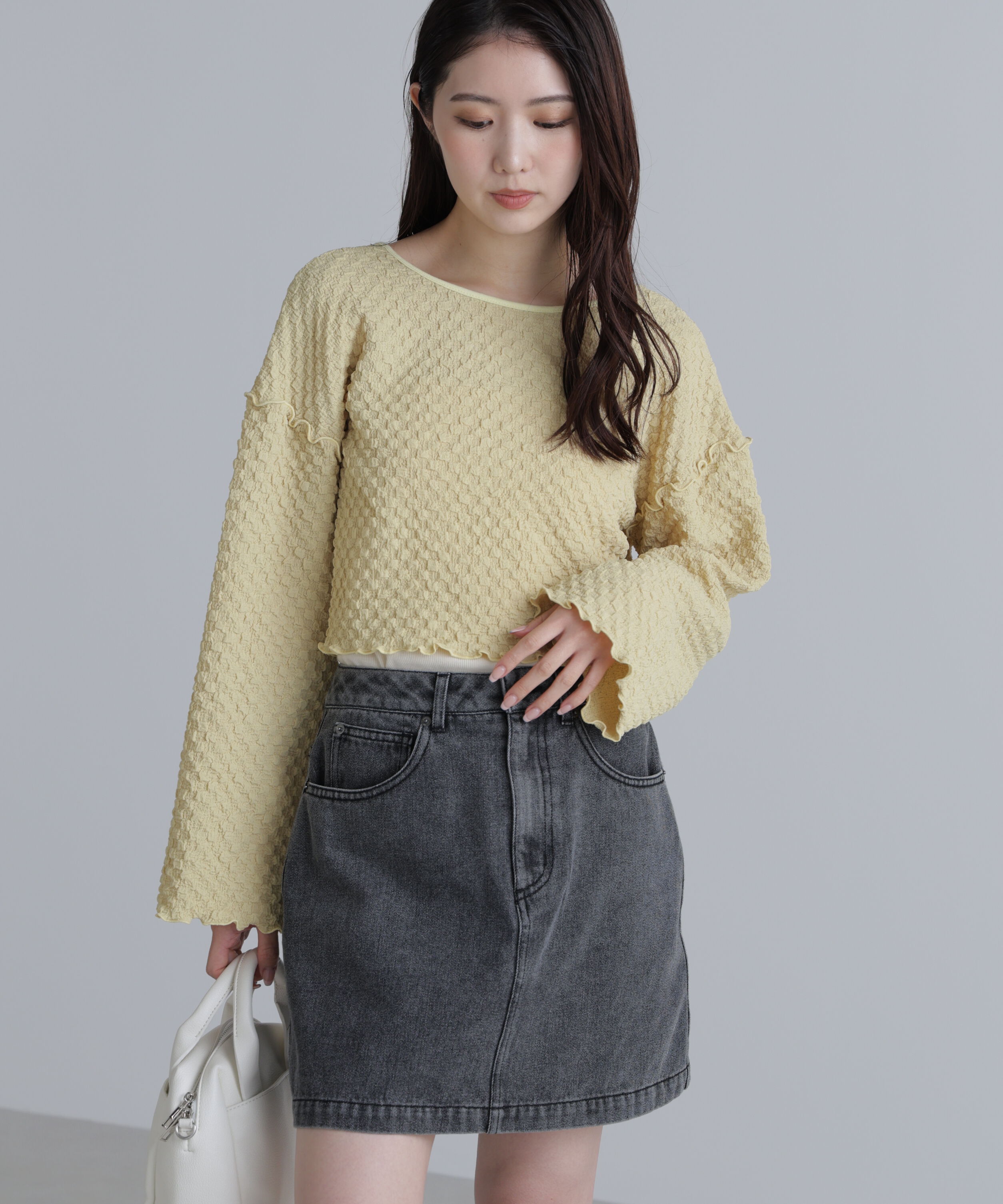  「前後２ＷＡＹぽこぽこリボンカーディガン」|Tシャツ・カットソー|