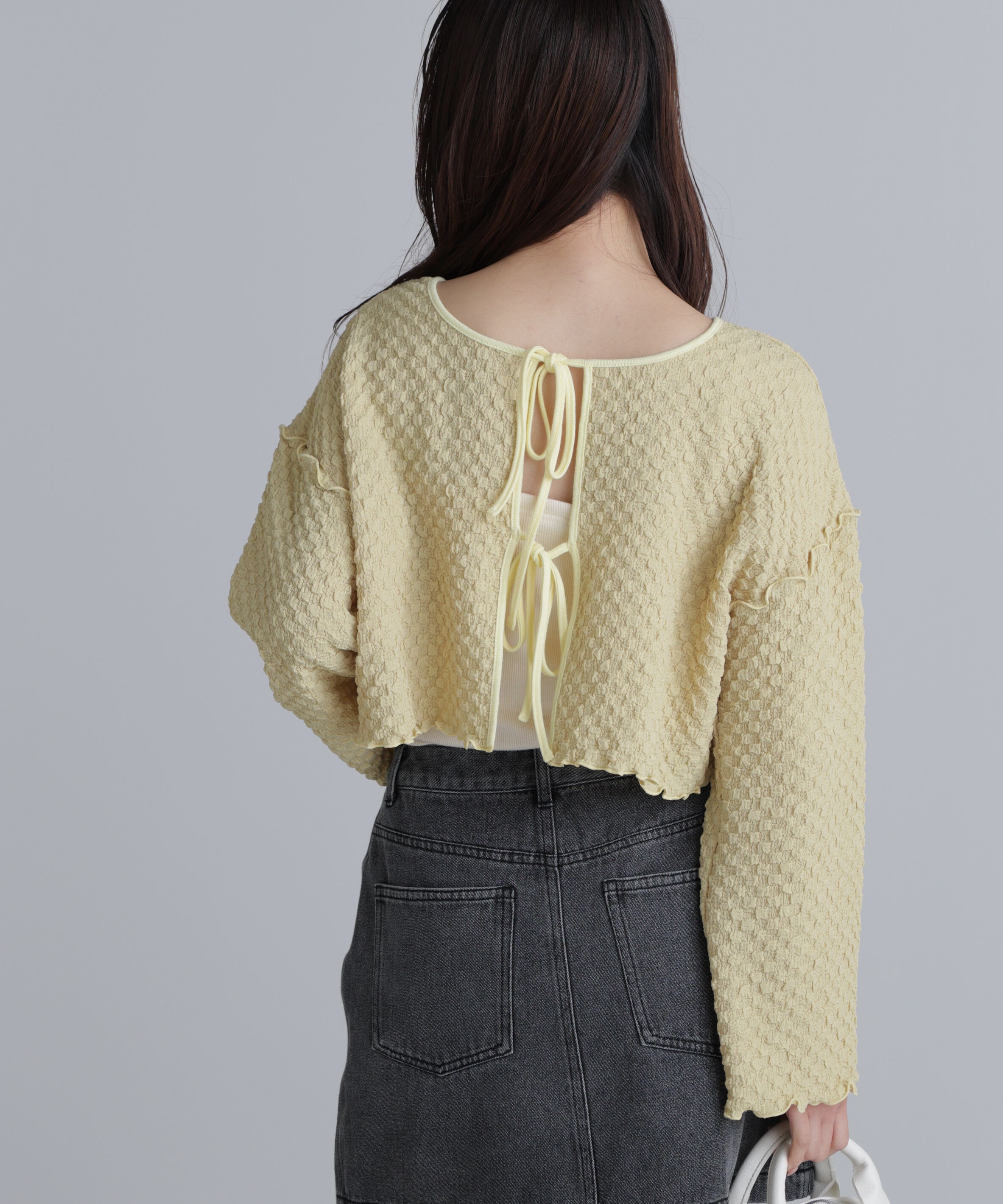  「前後２ＷＡＹぽこぽこリボンカーディガン」|Tシャツ・カットソー|