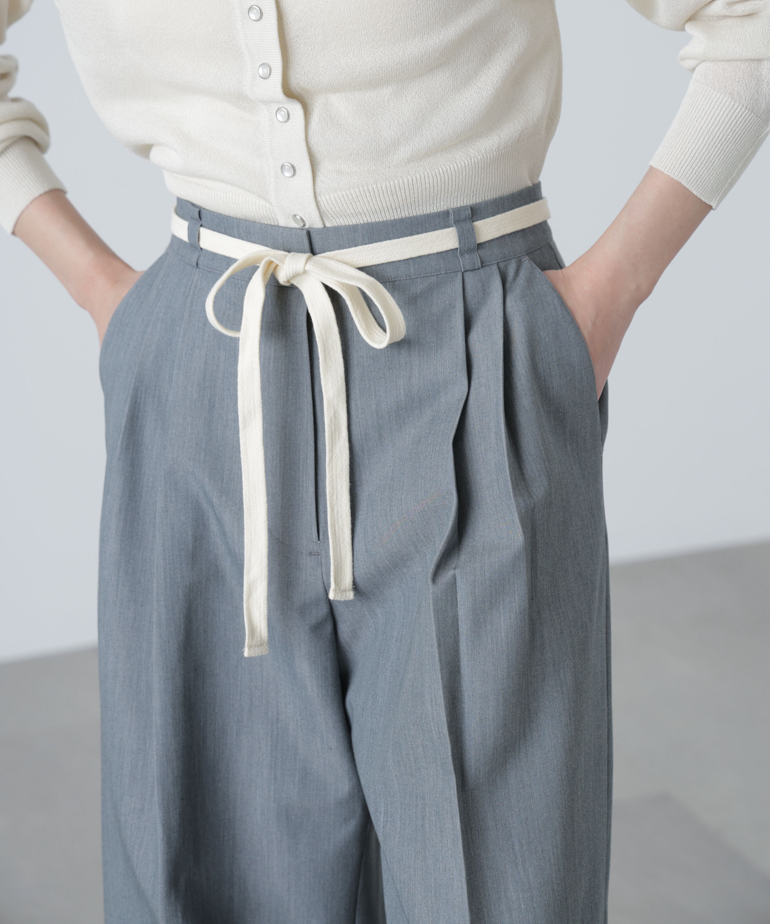  「杉綾リボンベルトワイドパンツ」|その他|