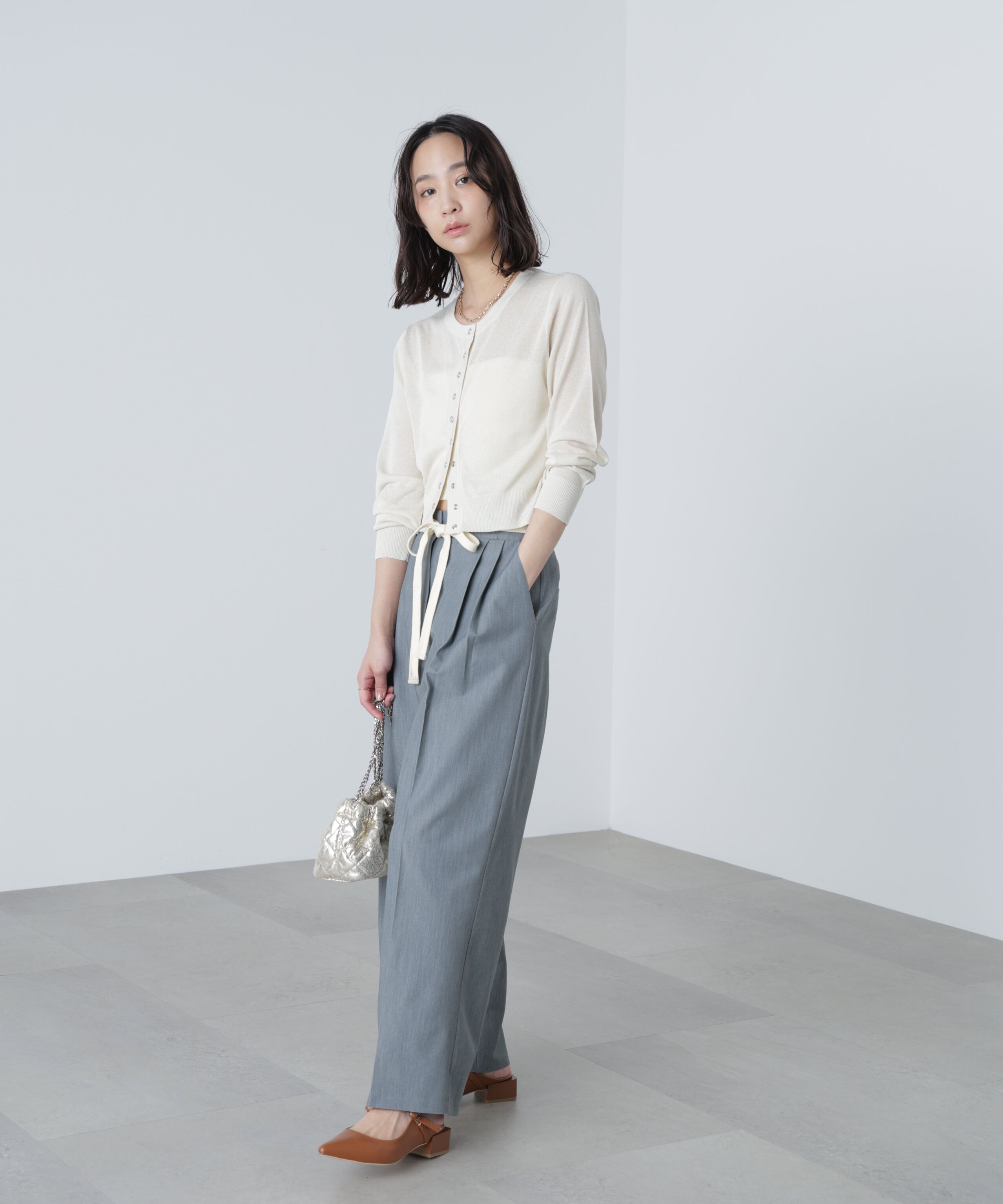  「杉綾リボンベルトワイドパンツ」|その他|