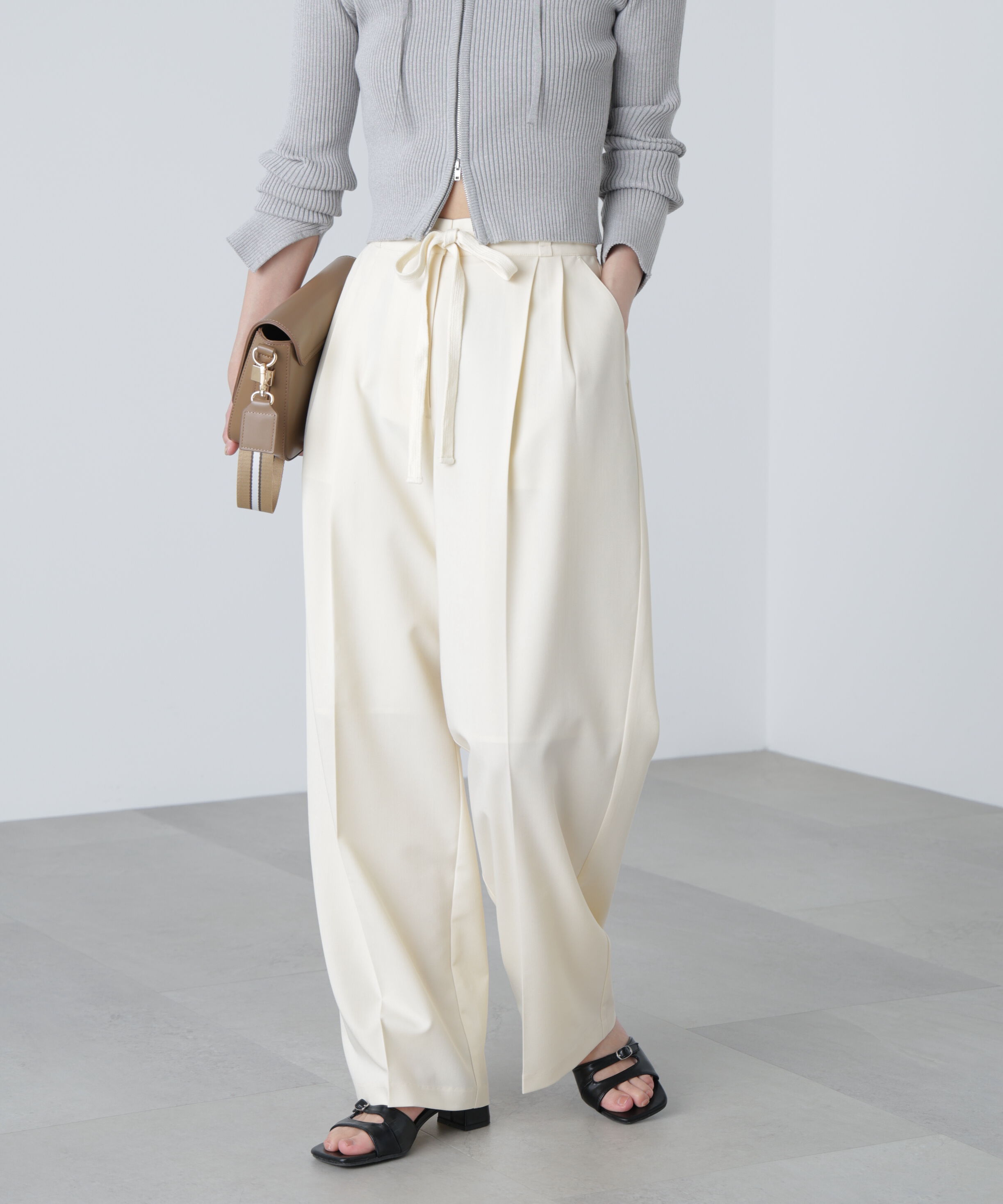  「杉綾リボンベルトワイドパンツ」|その他|