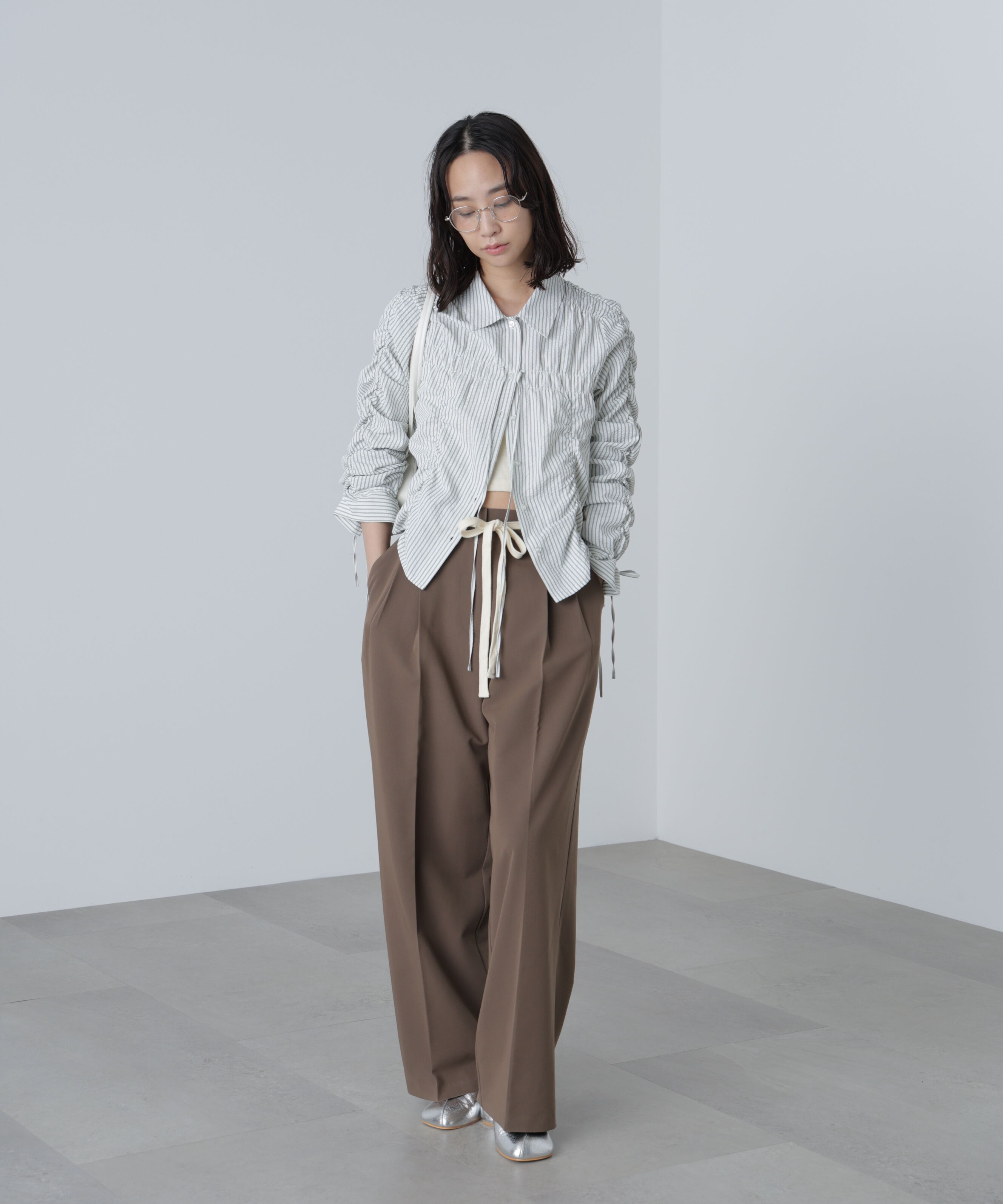  「杉綾リボンベルトワイドパンツ」|その他|