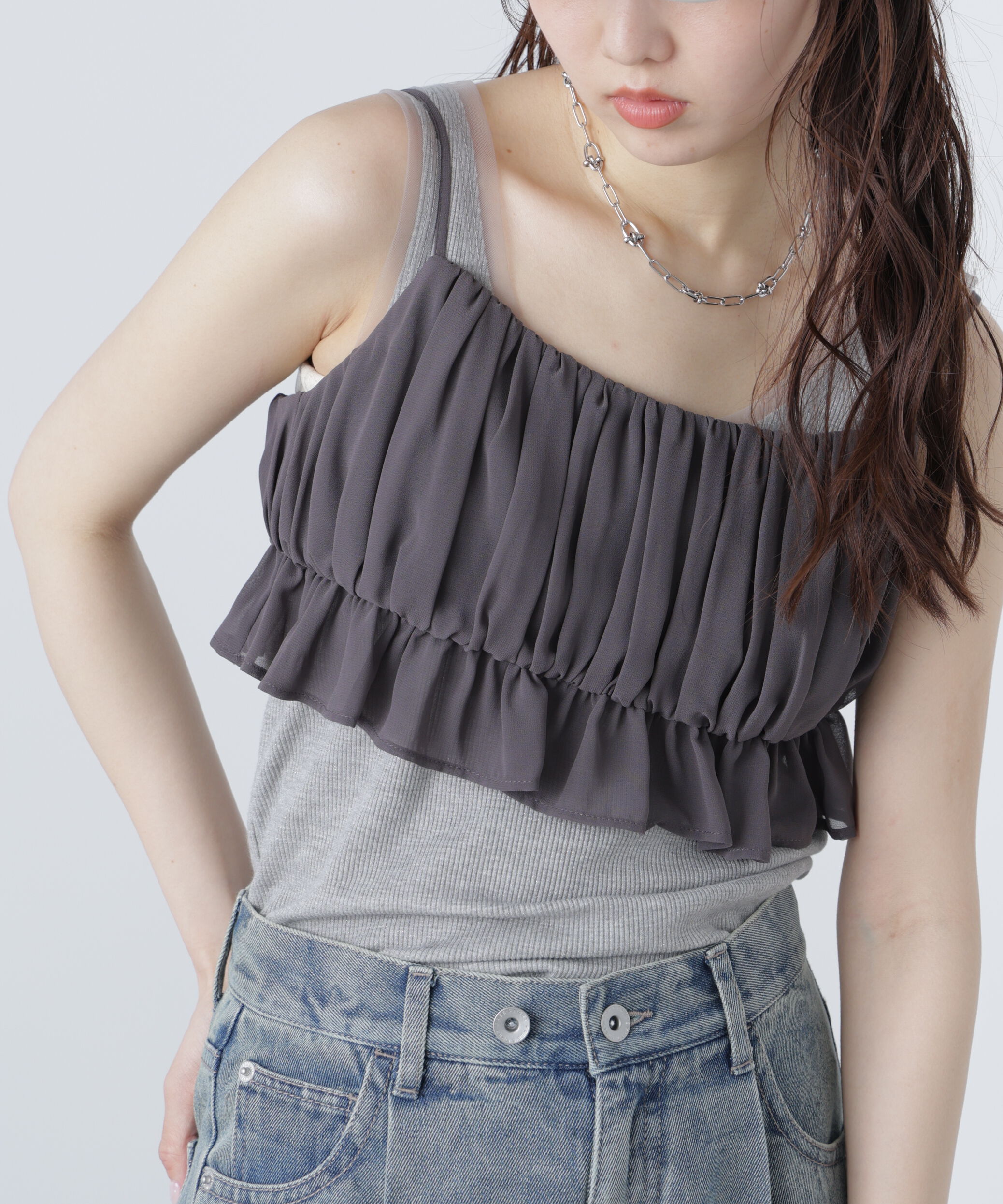  「バルーンビスチェ」|シャツ・ブラウス|チャコールグ 1