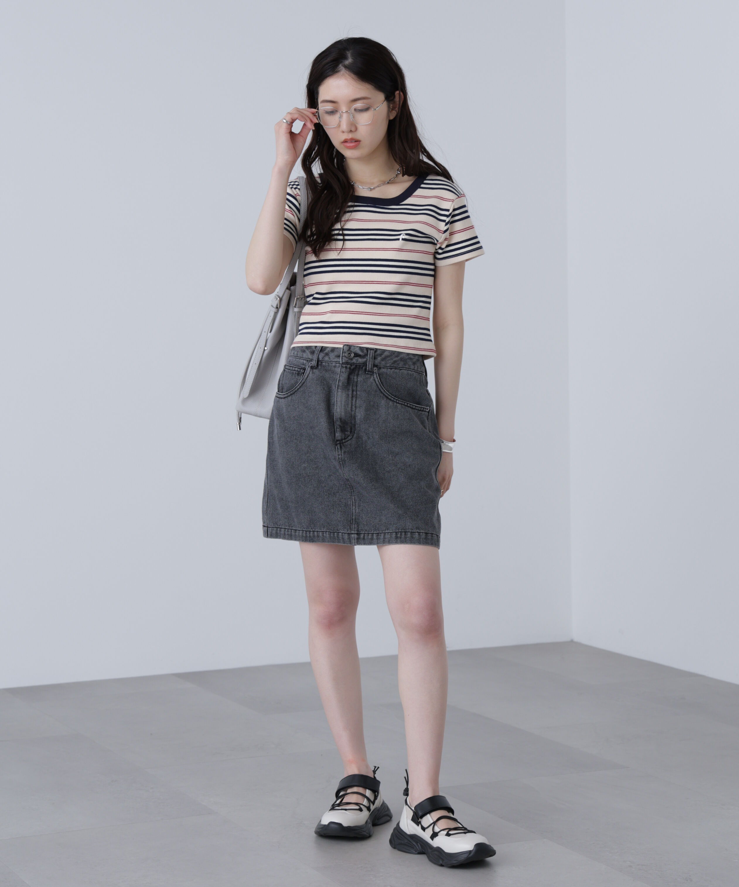  「ワンポイント刺繍マルチボーダーカットソー」|Tシャツ・カットソー|