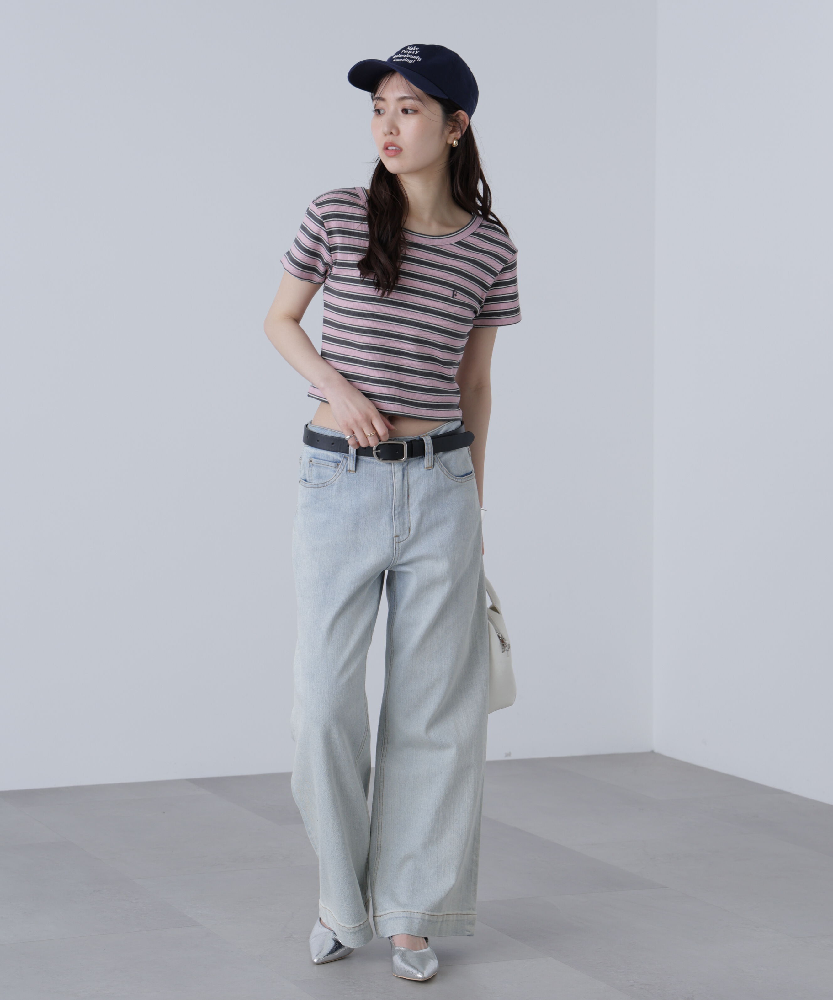  「ワンポイント刺繍マルチボーダーカットソー」|Tシャツ・カットソー|