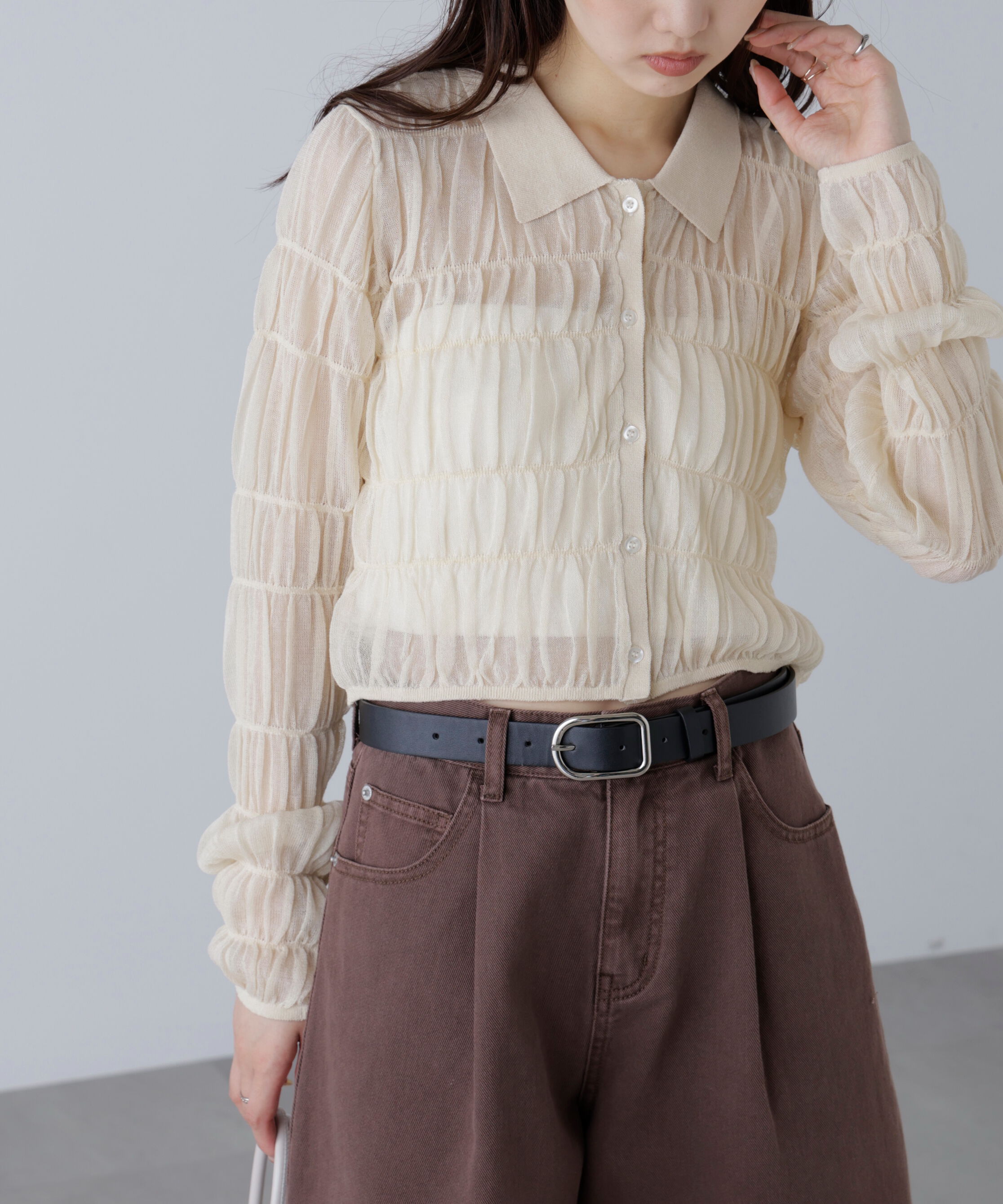  「シアーシャーリングポロカーディガン」|ニット・セーター|