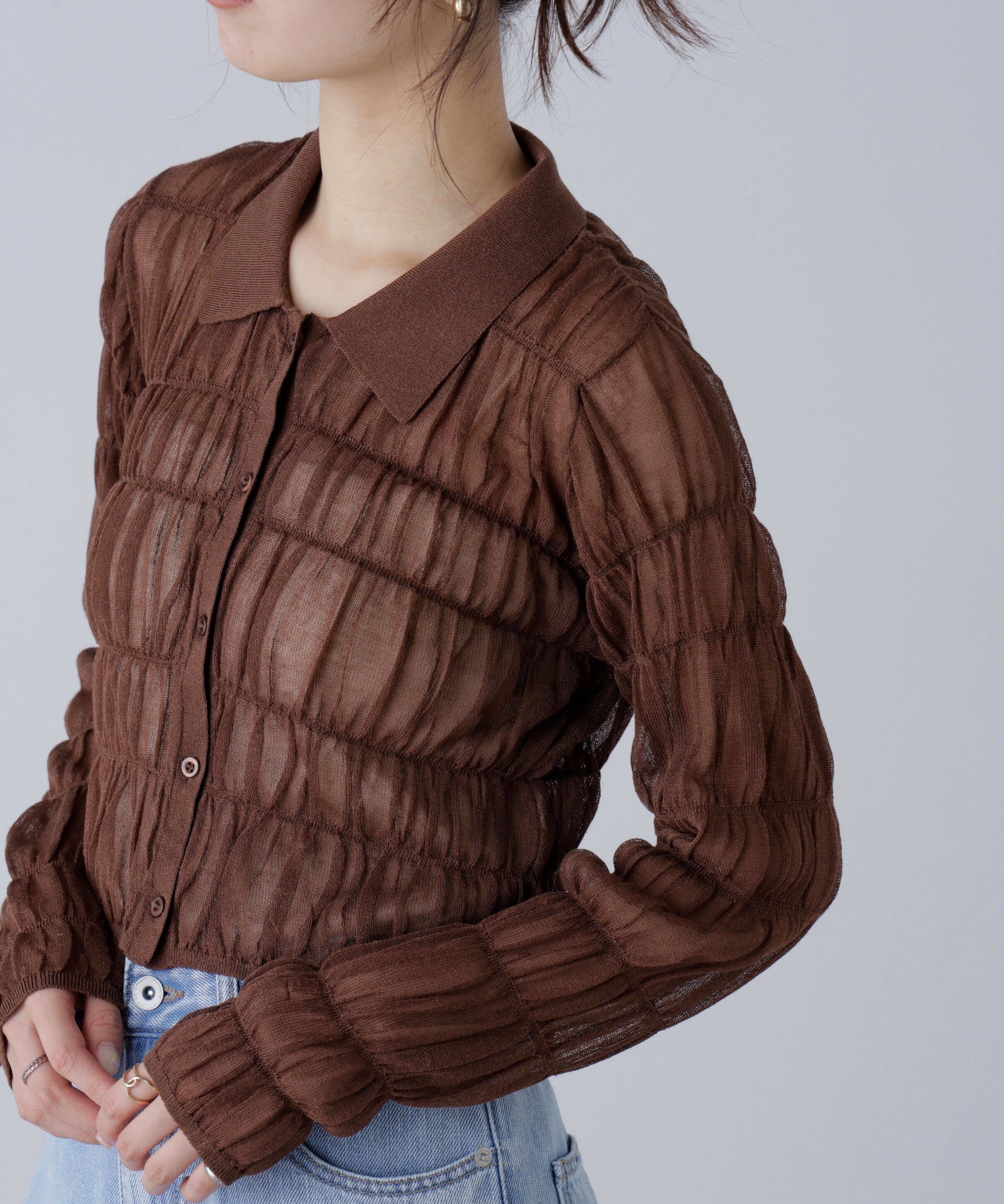  「シアーシャーリングポロカーディガン」|ニット・セーター|