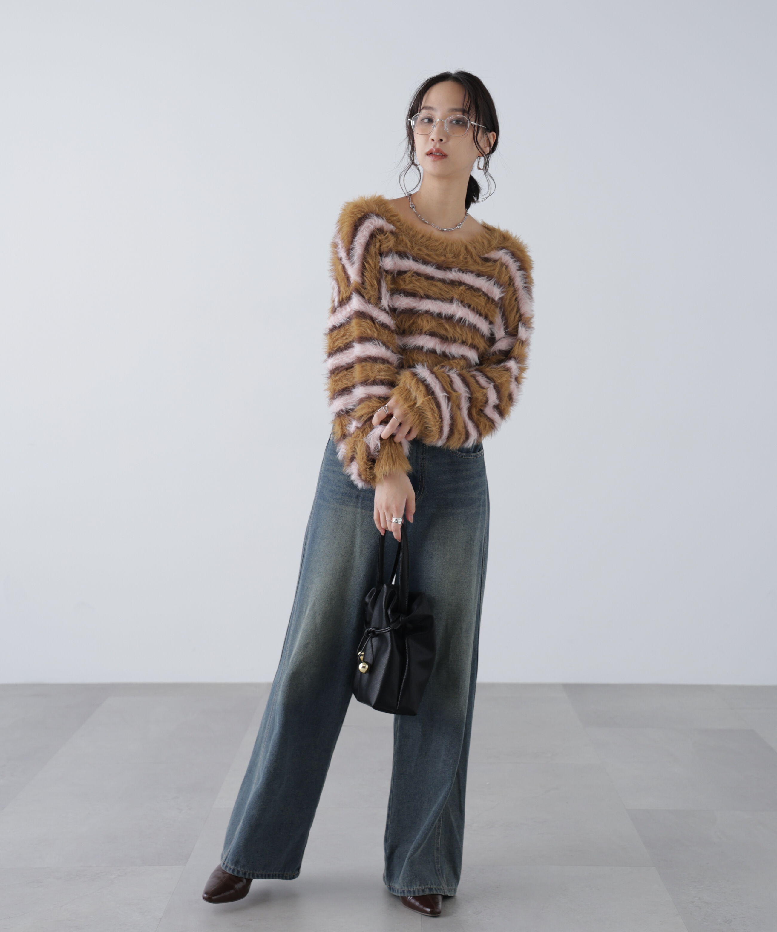  「シャギーボーダークロップドニット」|ニット・セーター|