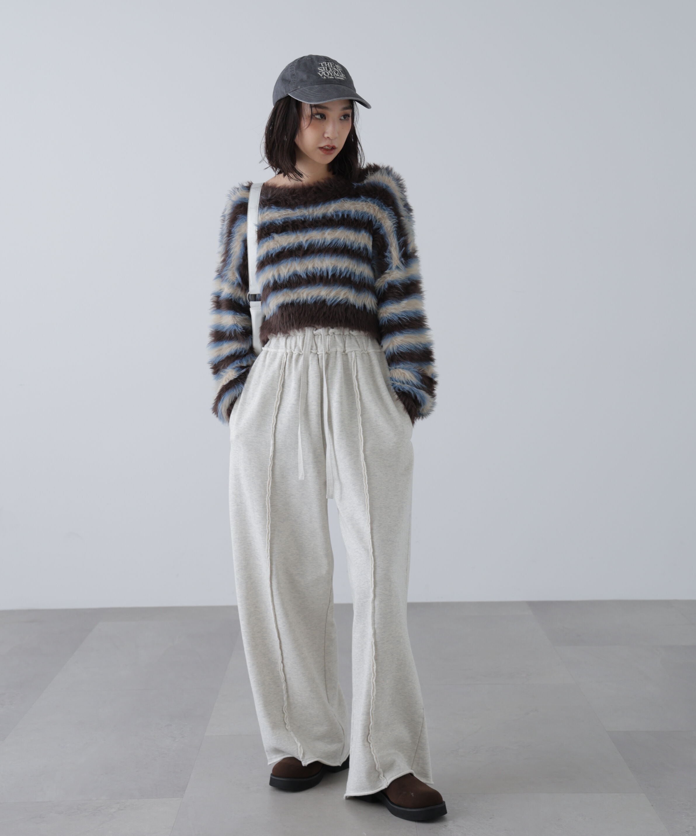  「シャギーボーダークロップドニット」|ニット・セーター|