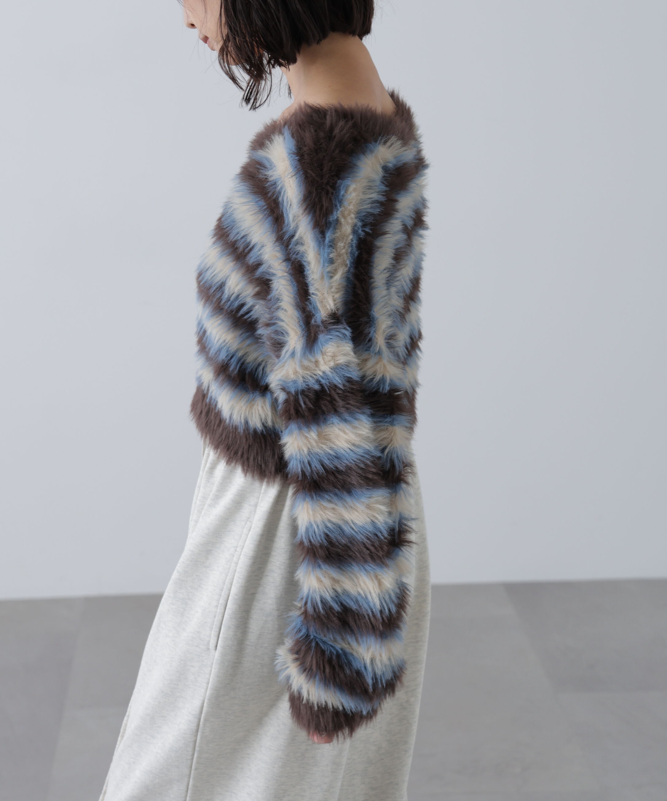  「シャギーボーダークロップドニット」|ニット・セーター|