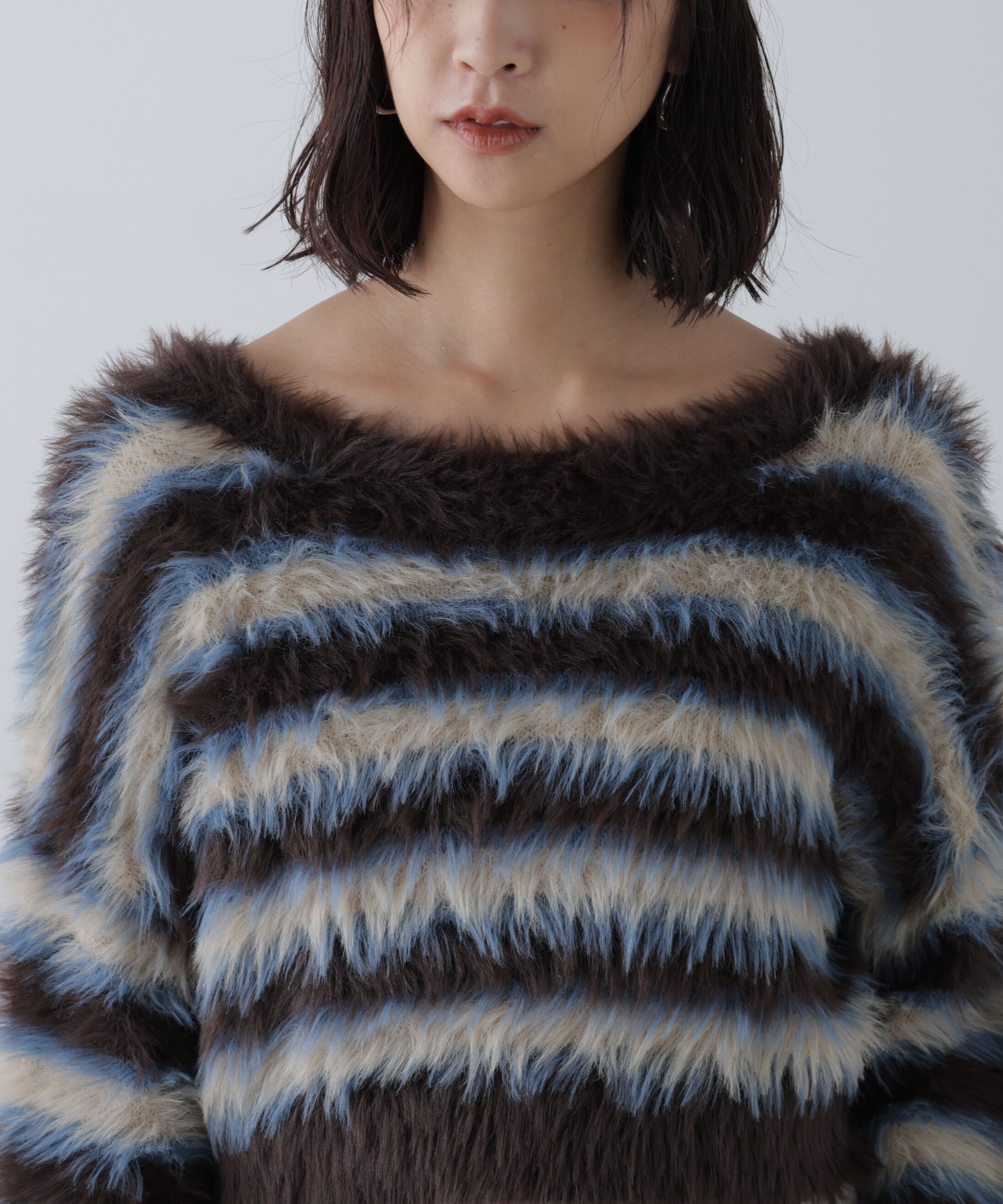  「シャギーボーダークロップドニット」|ニット・セーター|