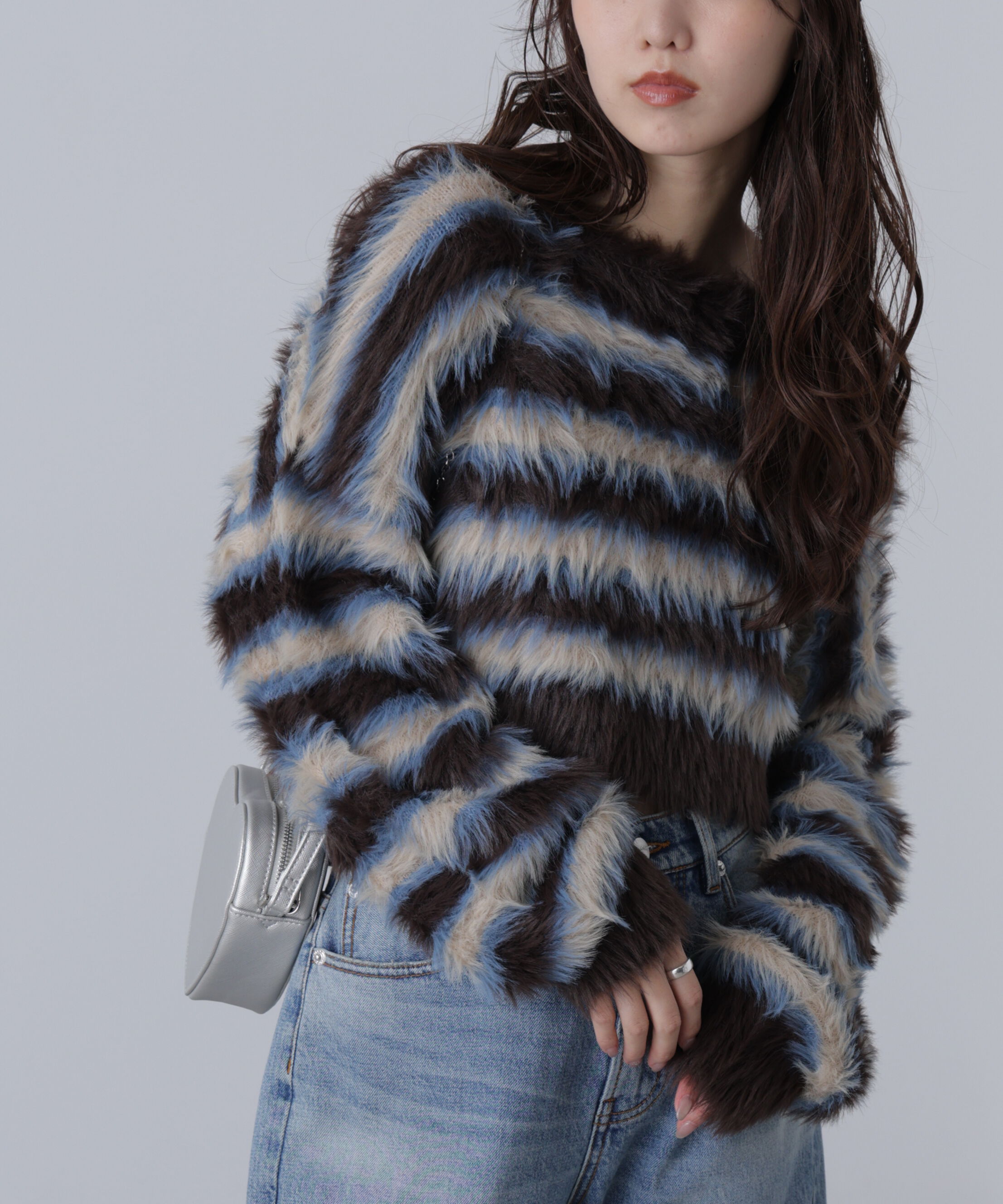  「シャギーボーダークロップドニット」|ニット・セーター|