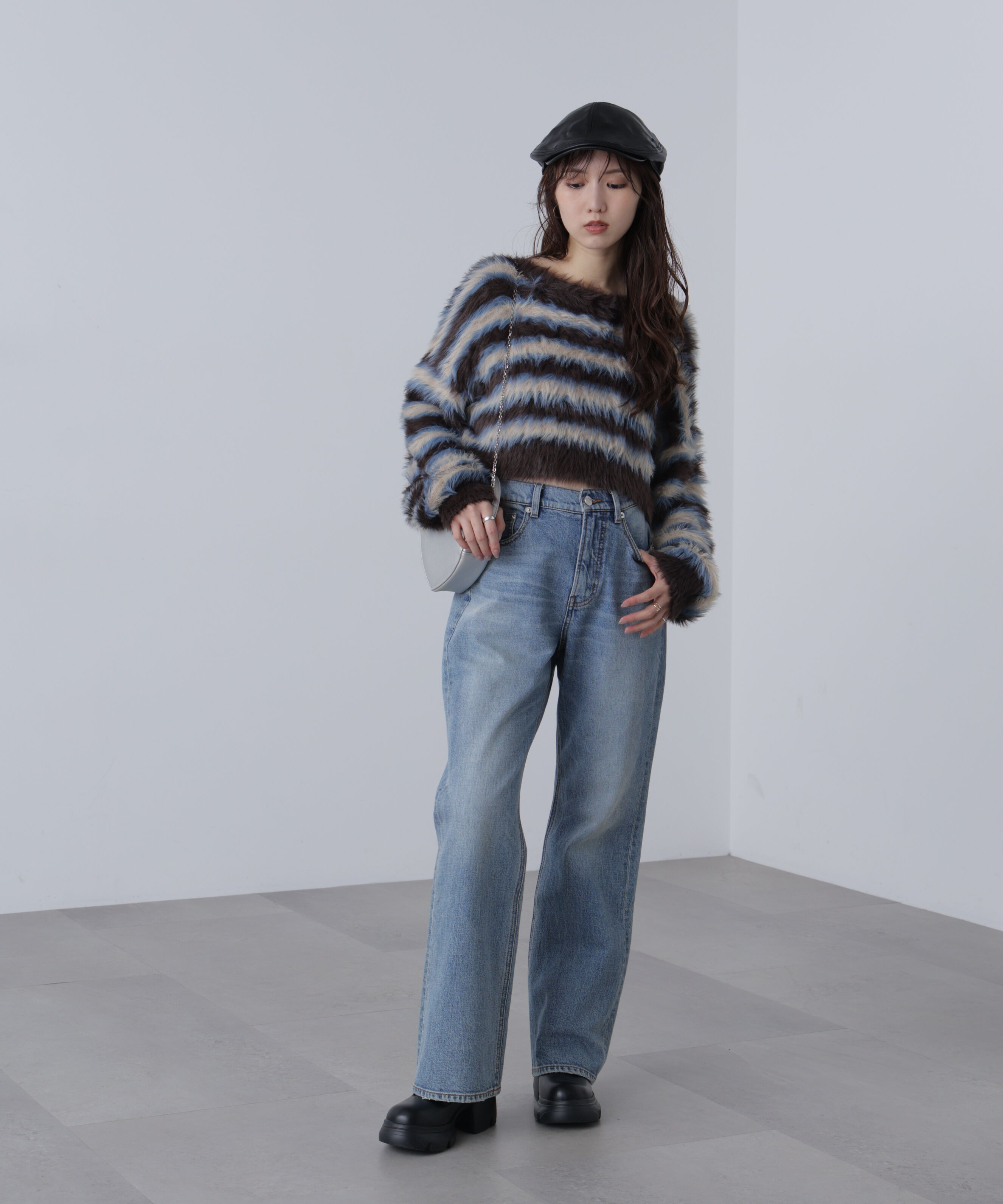  「シャギーボーダークロップドニット」|ニット・セーター|