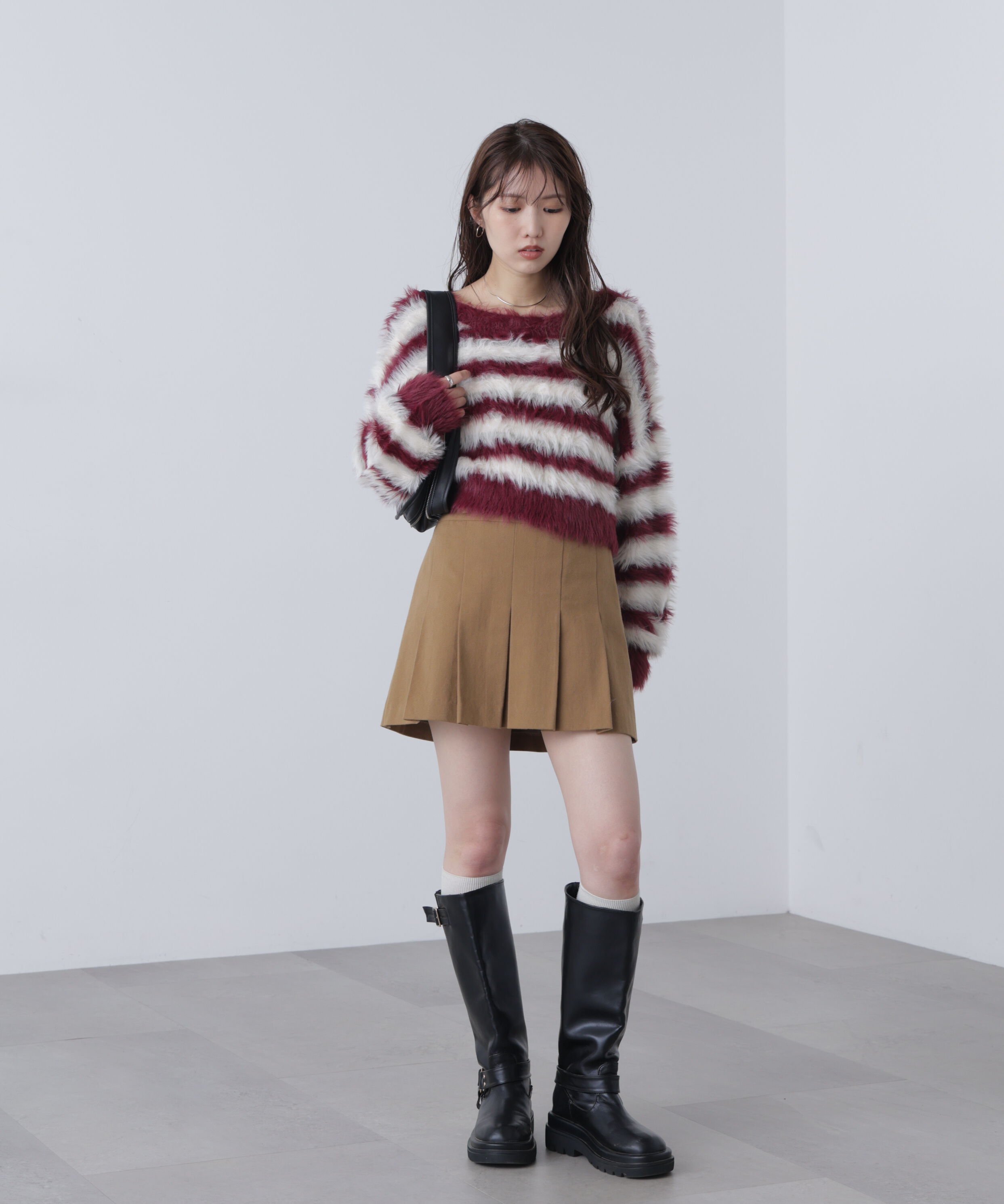  「シャギーボーダークロップドニット」|ニット・セーター|