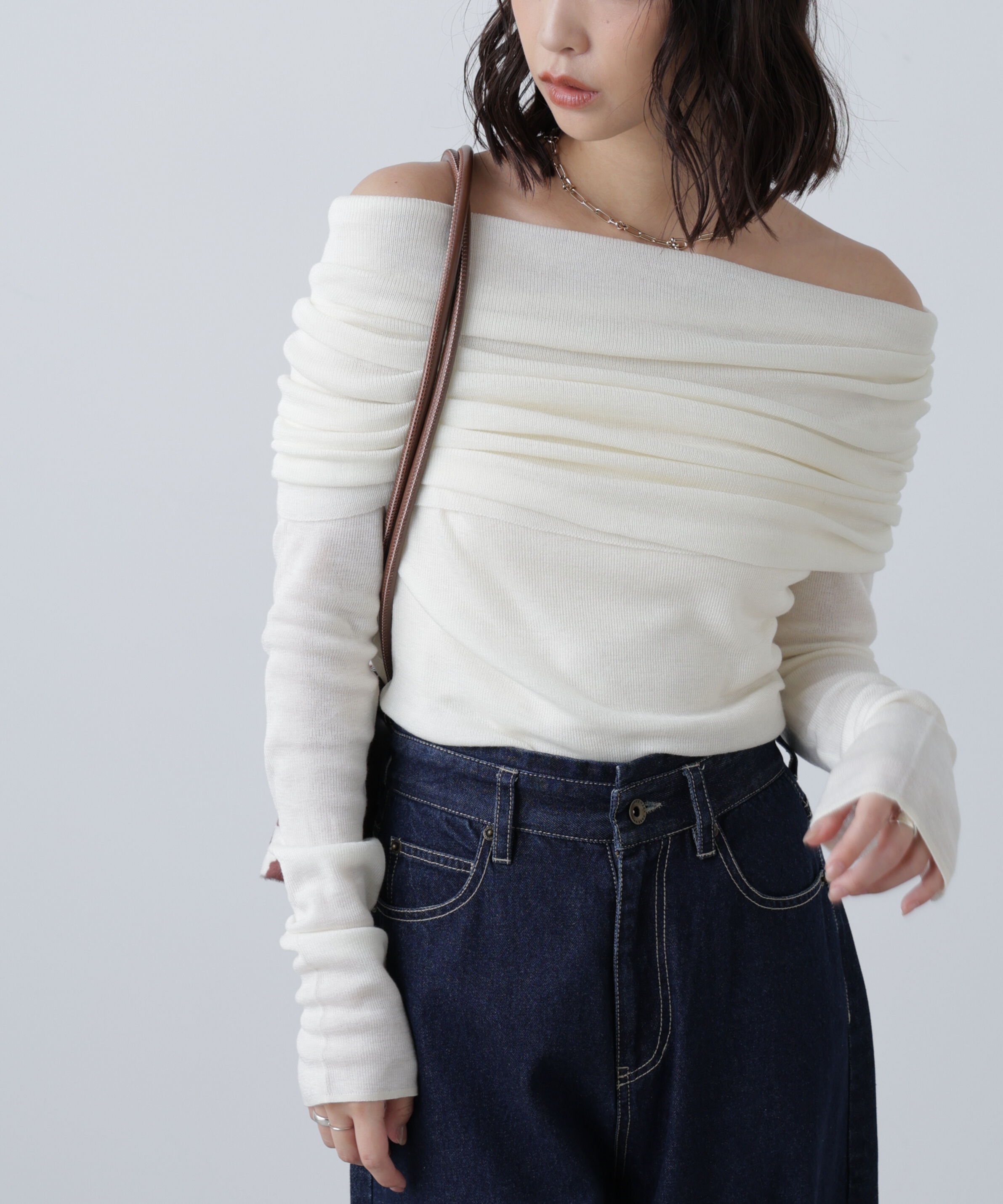  「袖口ボタンオフショルニット〈MFM〉」|ニット・セーター|
