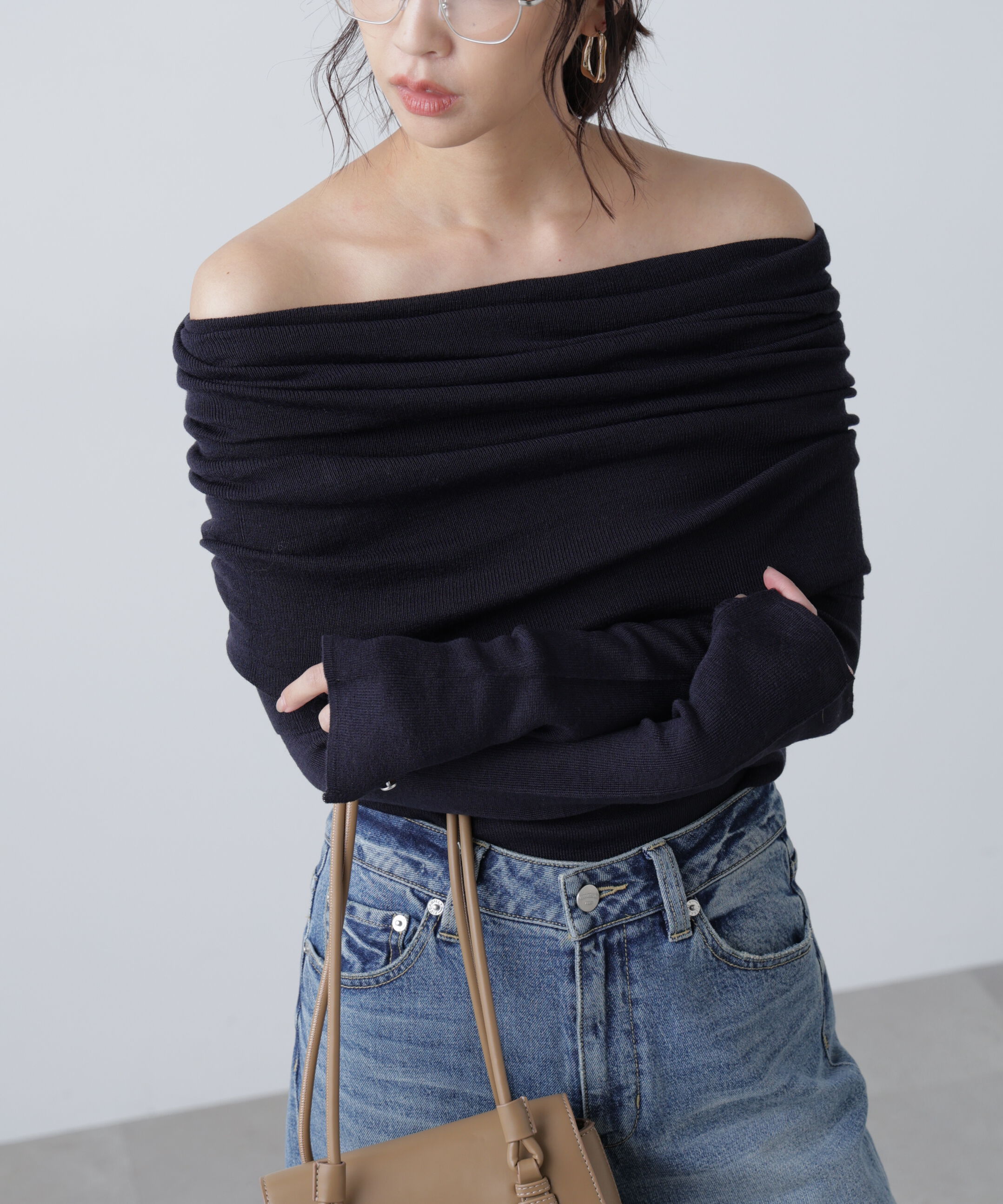  「袖口ボタンオフショルニット〈MFM〉」|ニット・セーター|