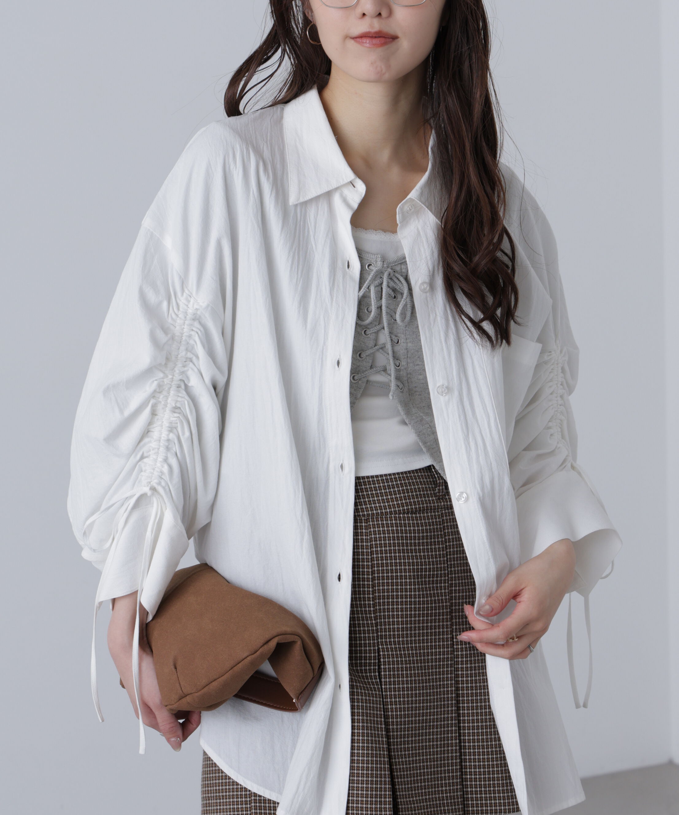  「袖シャーリングオーバーシャツ」|シャツ・ブラウス|