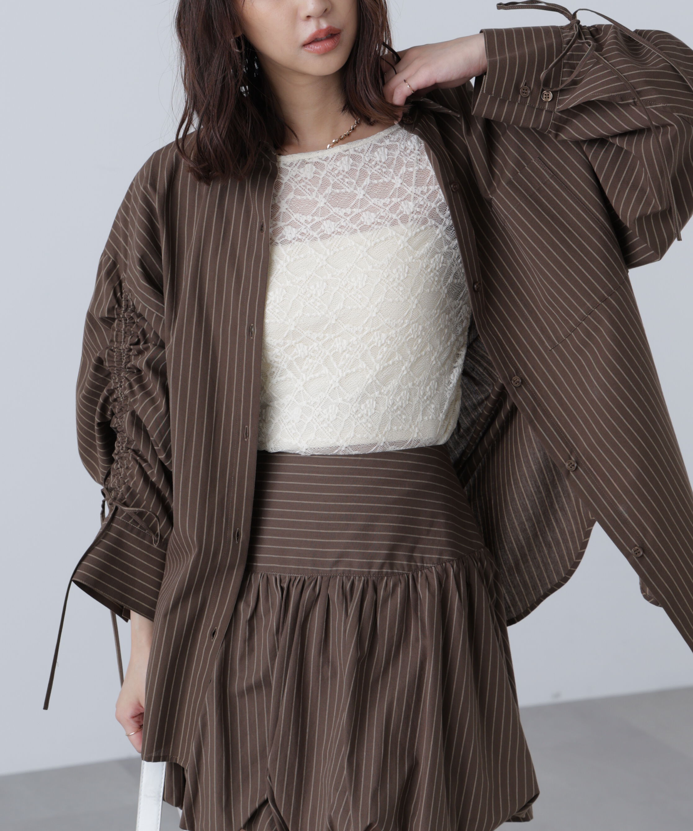  「袖シャーリングオーバーシャツ」|シャツ・ブラウス|