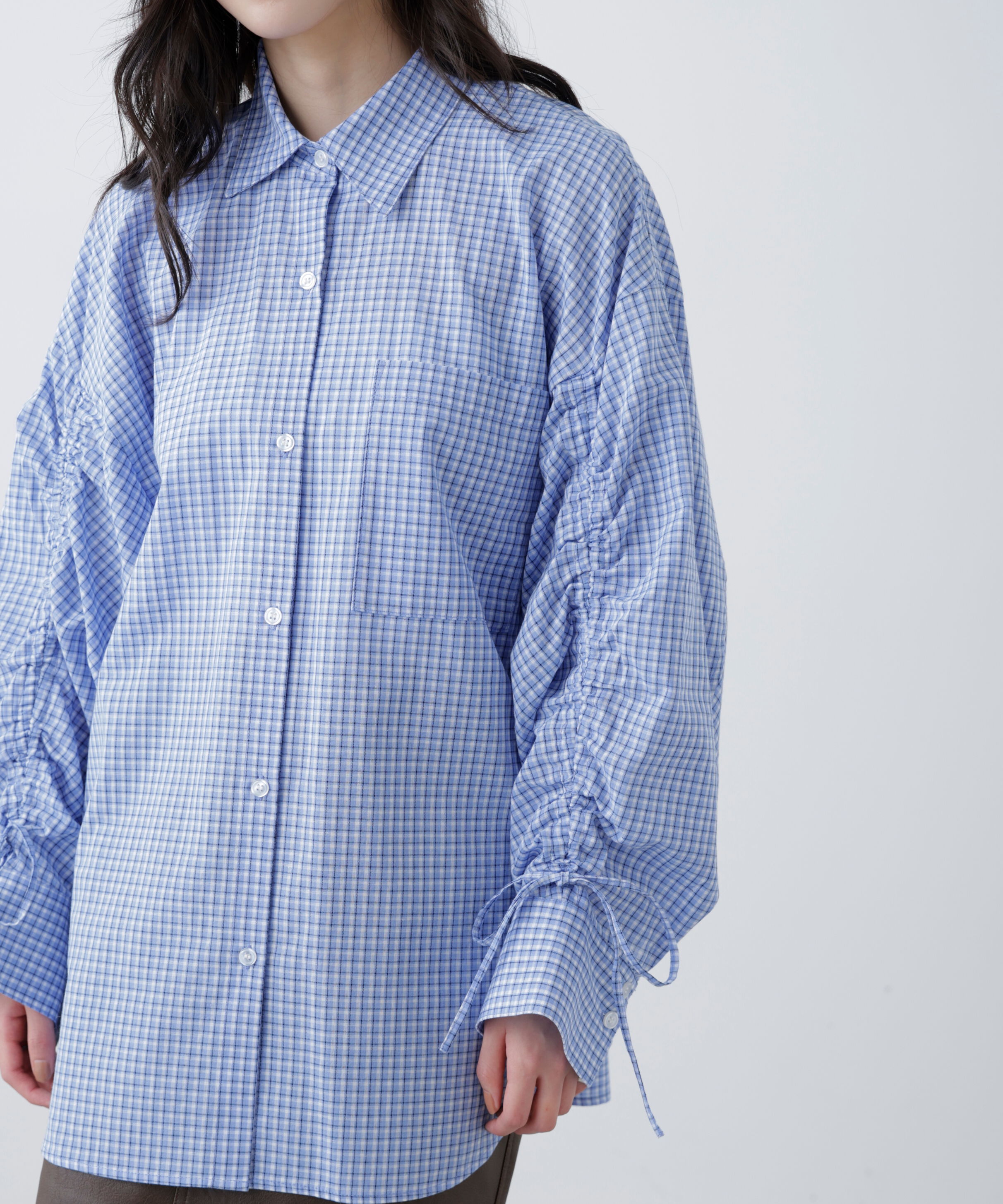  「袖シャーリングオーバーシャツ」|シャツ・ブラウス|