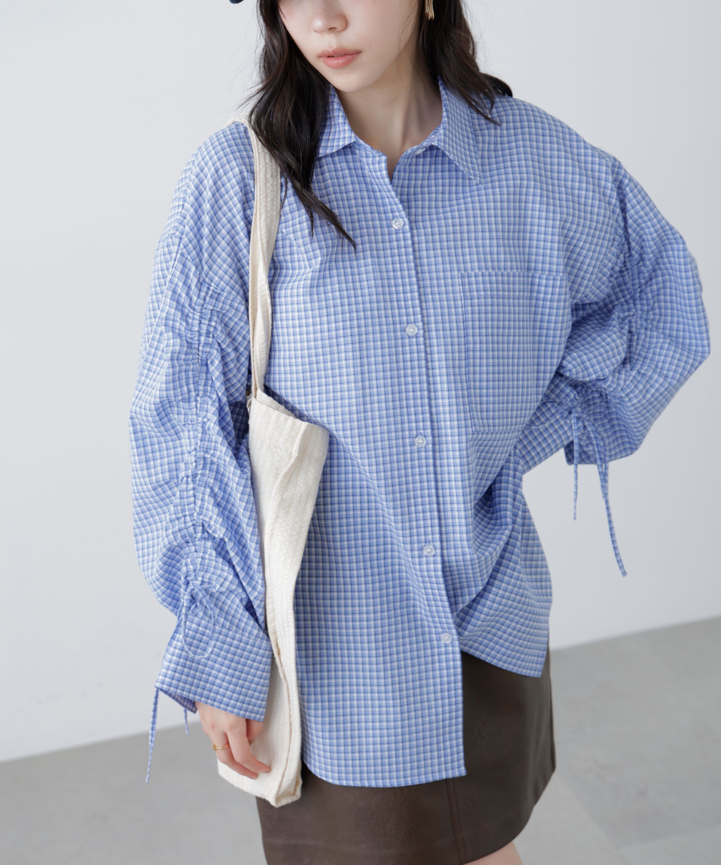  「袖シャーリングオーバーシャツ」|シャツ・ブラウス|